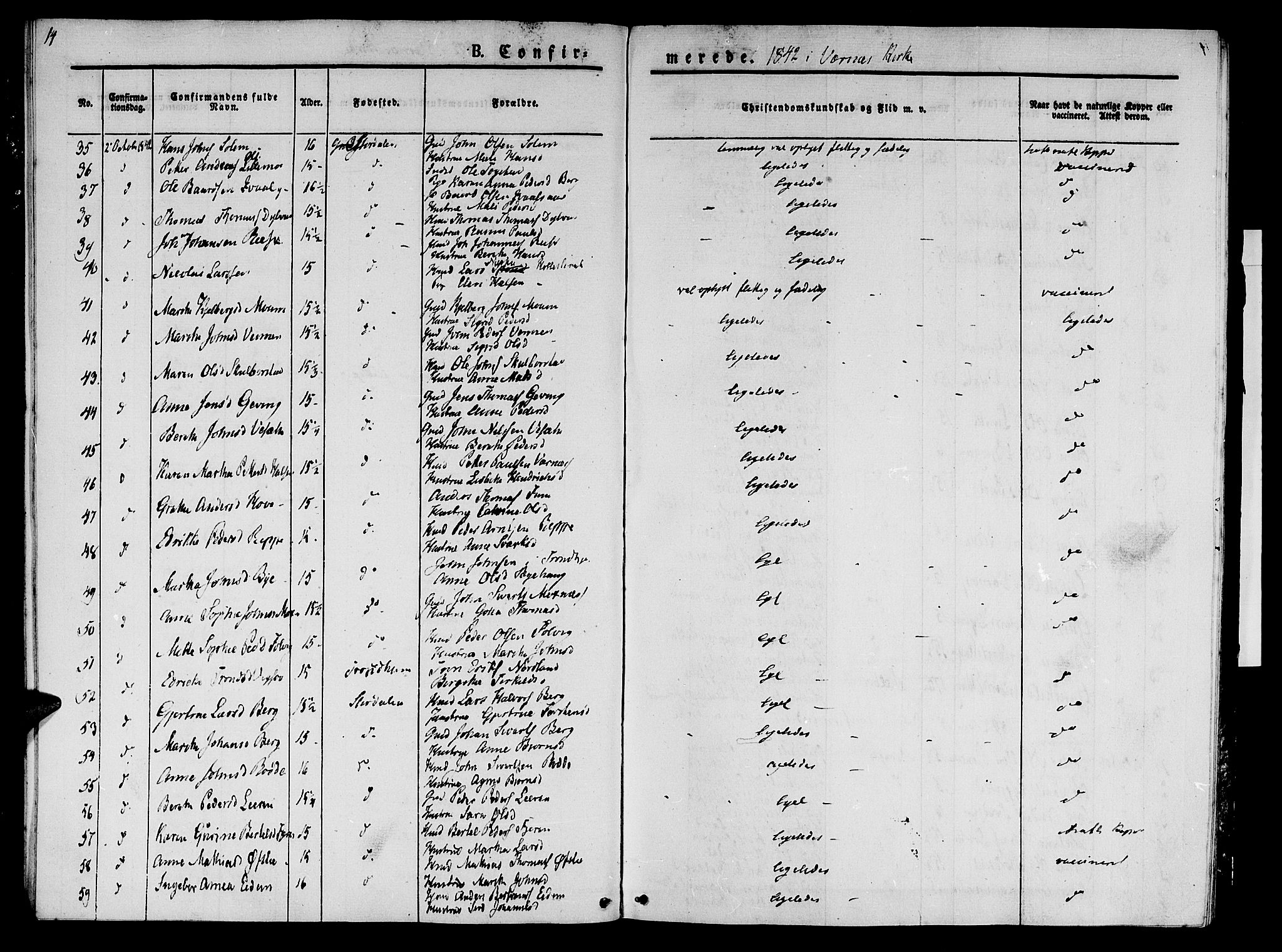 Ministerialprotokoller, klokkerbøker og fødselsregistre - Nord-Trøndelag, SAT/A-1458/709/L0073: Ministerialbok nr. 709A13, 1841-1844, s. 14