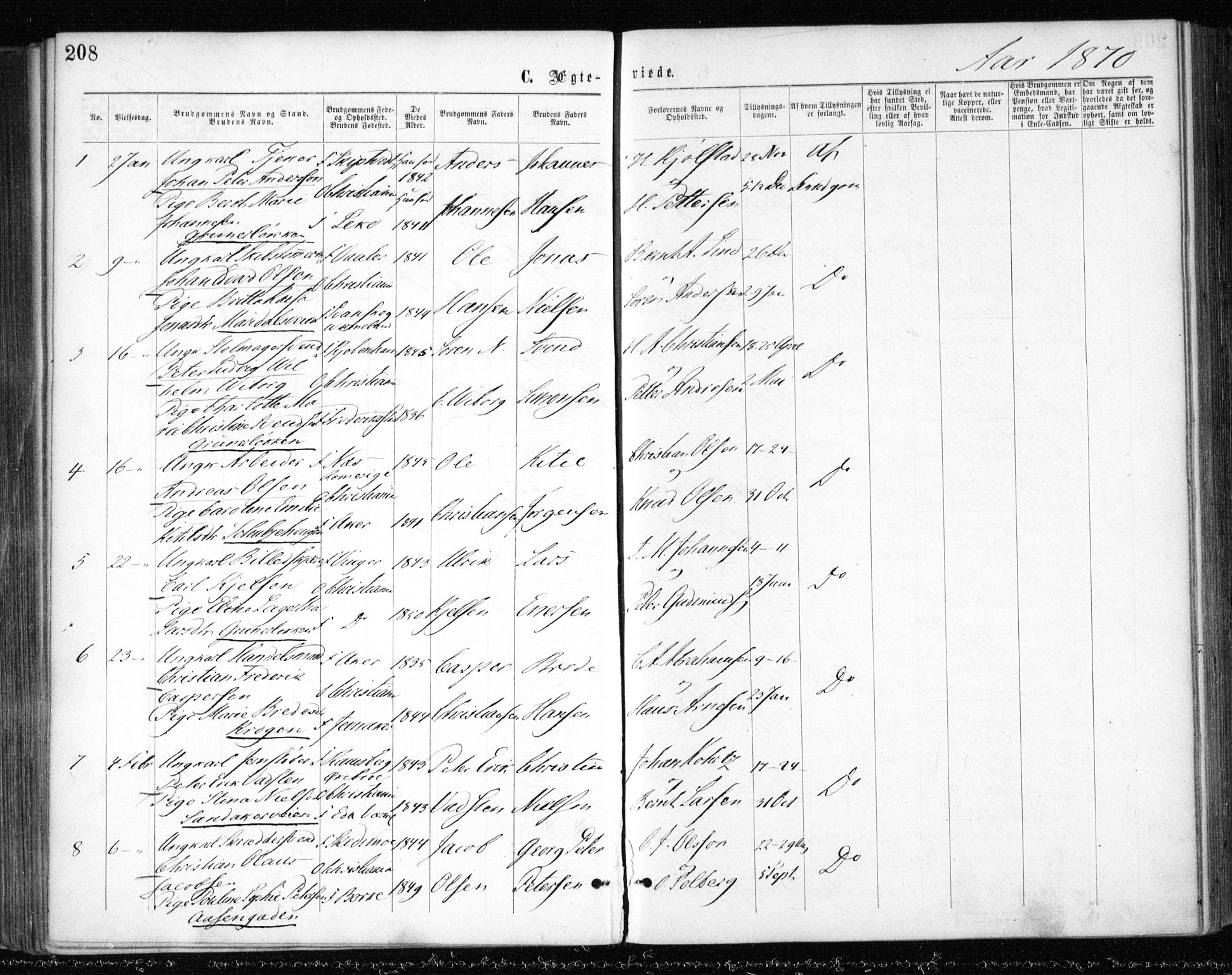 Gamle Aker prestekontor Kirkebøker, SAO/A-10617a/F/L0003: Ministerialbok nr. 3, 1865-1873, s. 208