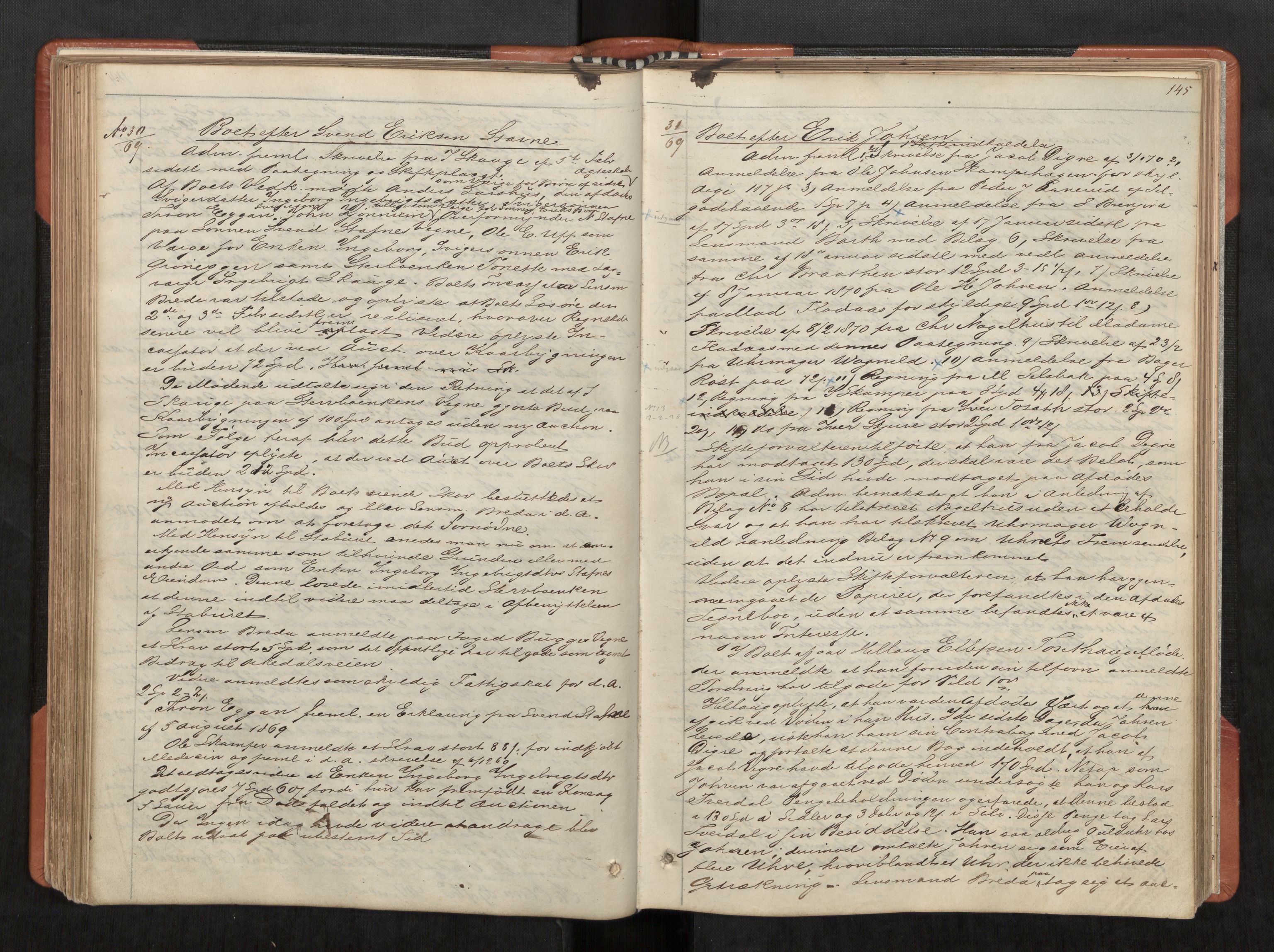 Orkdal sorenskriveri, AV/SAT-A-4169/1/3/3B/L0005: Skiftebehandlingsprotokoll, 1860-1876, s. 145