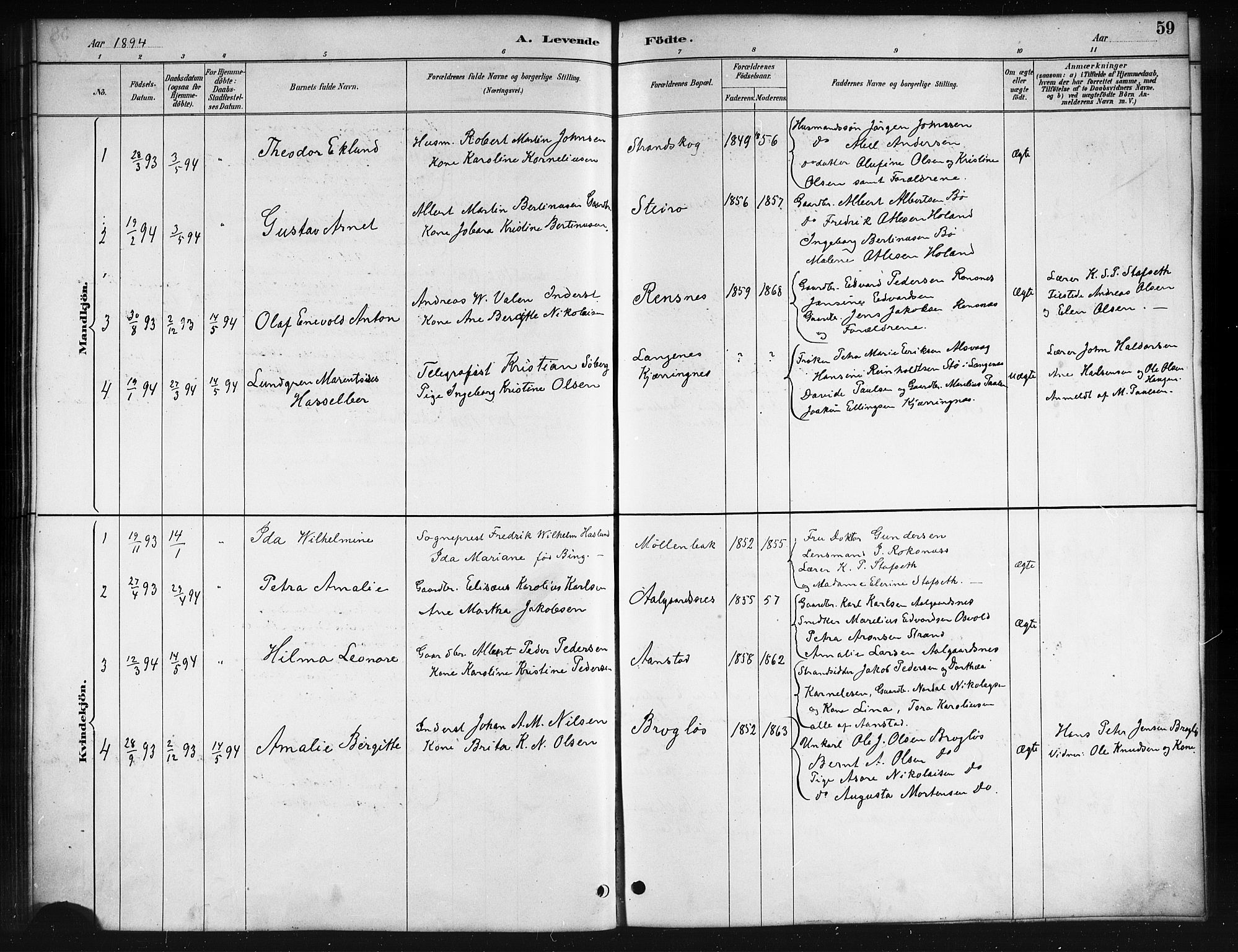 Ministerialprotokoller, klokkerbøker og fødselsregistre - Nordland, SAT/A-1459/895/L1382: Klokkerbok nr. 895C04, 1885-1896, s. 59