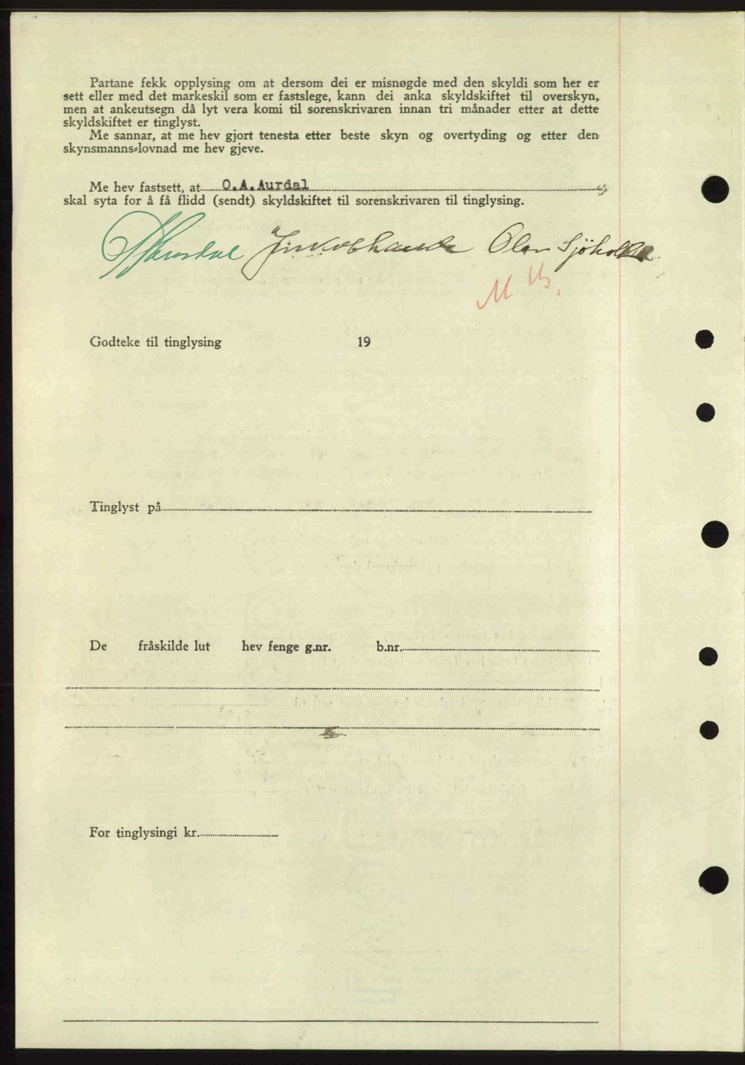 Nordre Sunnmøre sorenskriveri, AV/SAT-A-0006/1/2/2C/2Ca: Pantebok nr. A23, 1946-1947, Dagboknr: 1944/1946