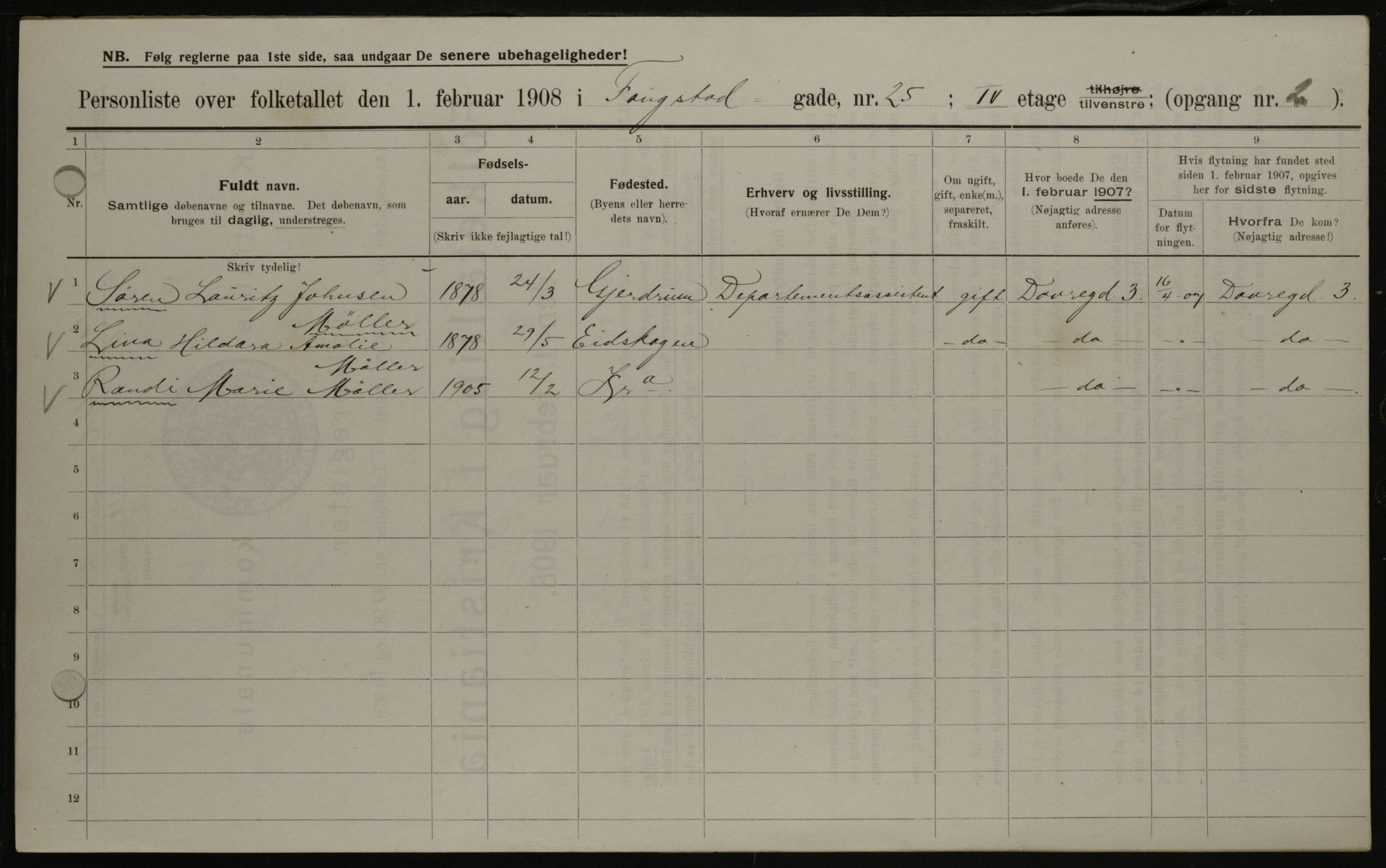 OBA, Kommunal folketelling 1.2.1908 for Kristiania kjøpstad, 1908, s. 22981