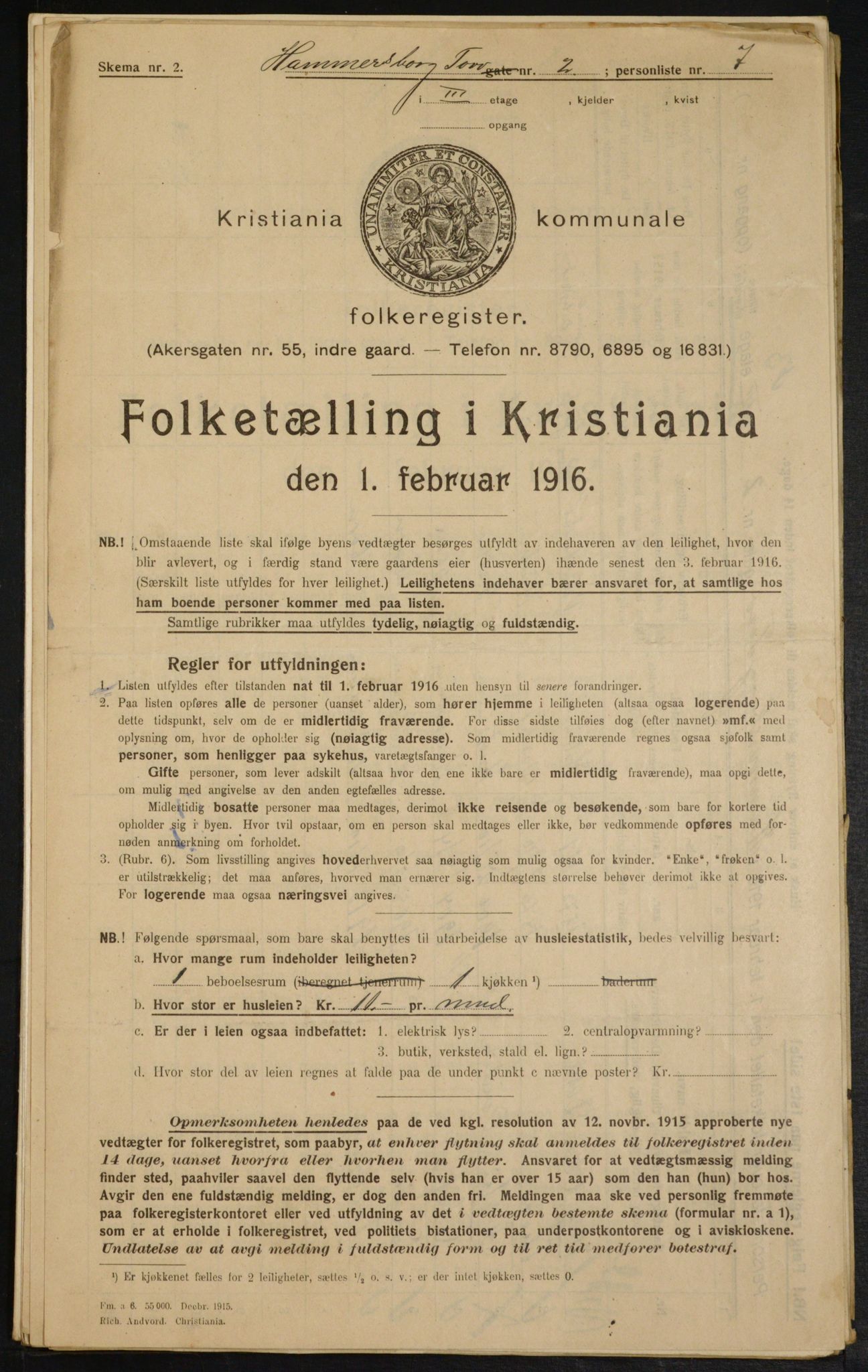 OBA, Kommunal folketelling 1.2.1916 for Kristiania, 1916, s. 34995