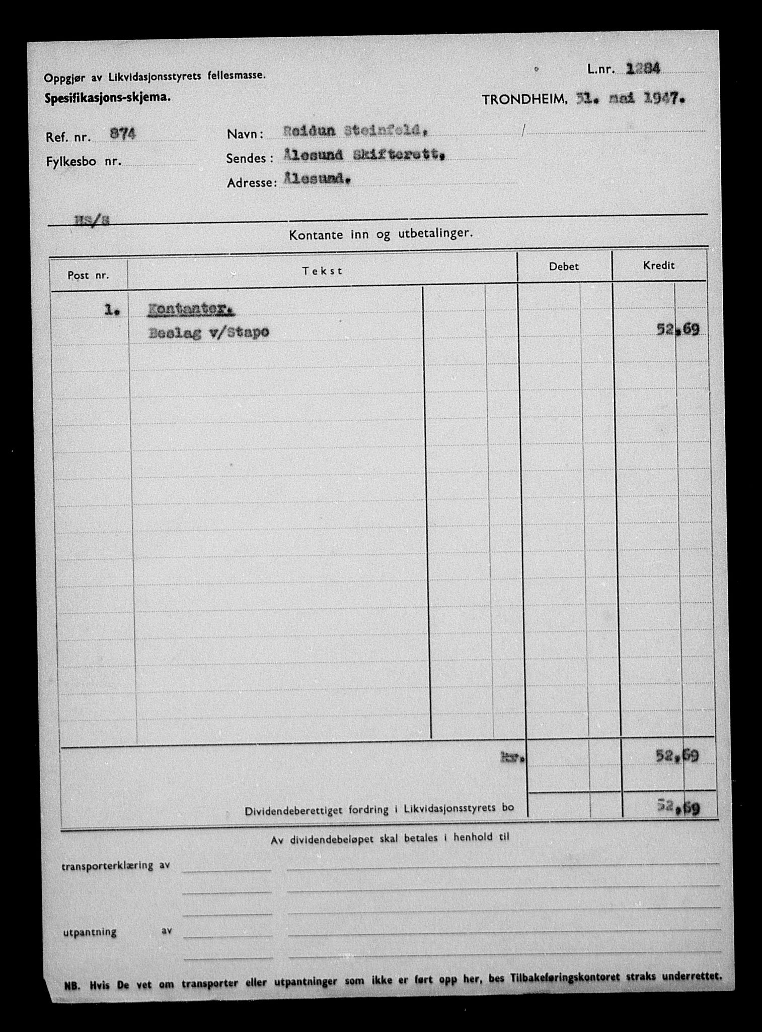 Justisdepartementet, Tilbakeføringskontoret for inndratte formuer, AV/RA-S-1564/H/Hc/Hcb/L0916: --, 1945-1947, s. 774