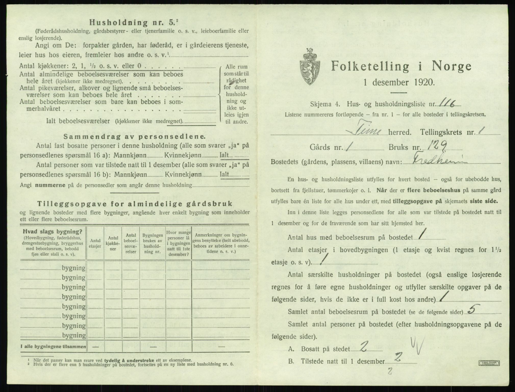 SAST, Folketelling 1920 for 1121 Time herred, 1920, s. 273