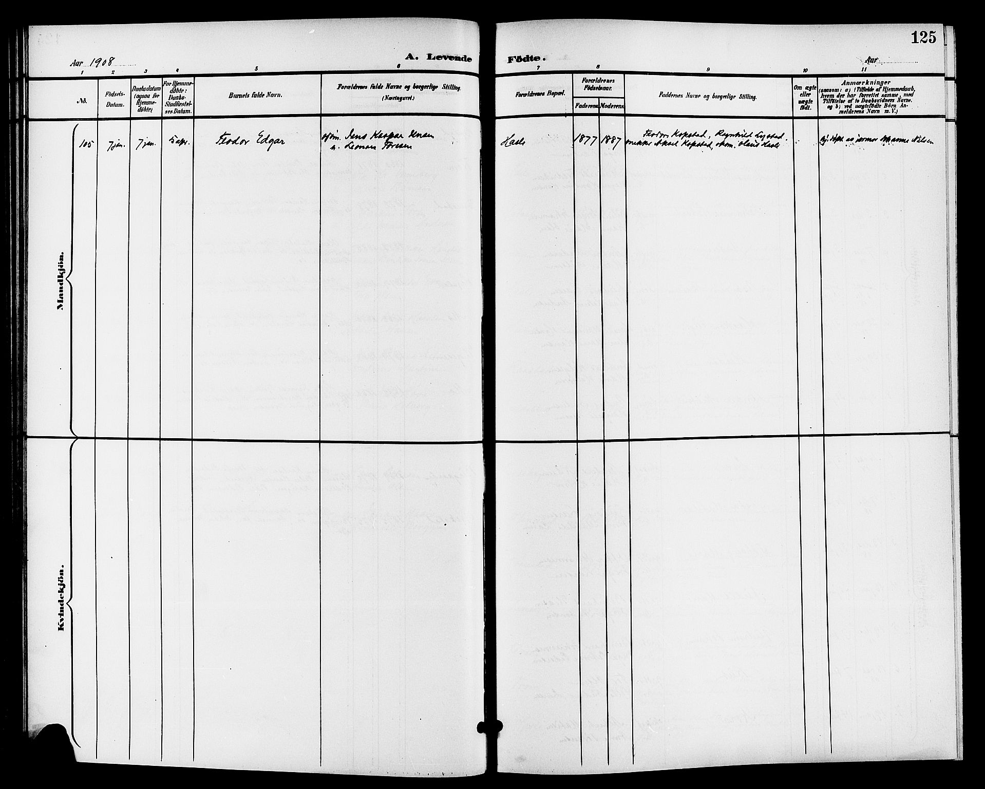 Sandar kirkebøker, AV/SAKO-A-243/G/Ga/L0002: Klokkerbok nr. 2, 1900-1915, s. 125