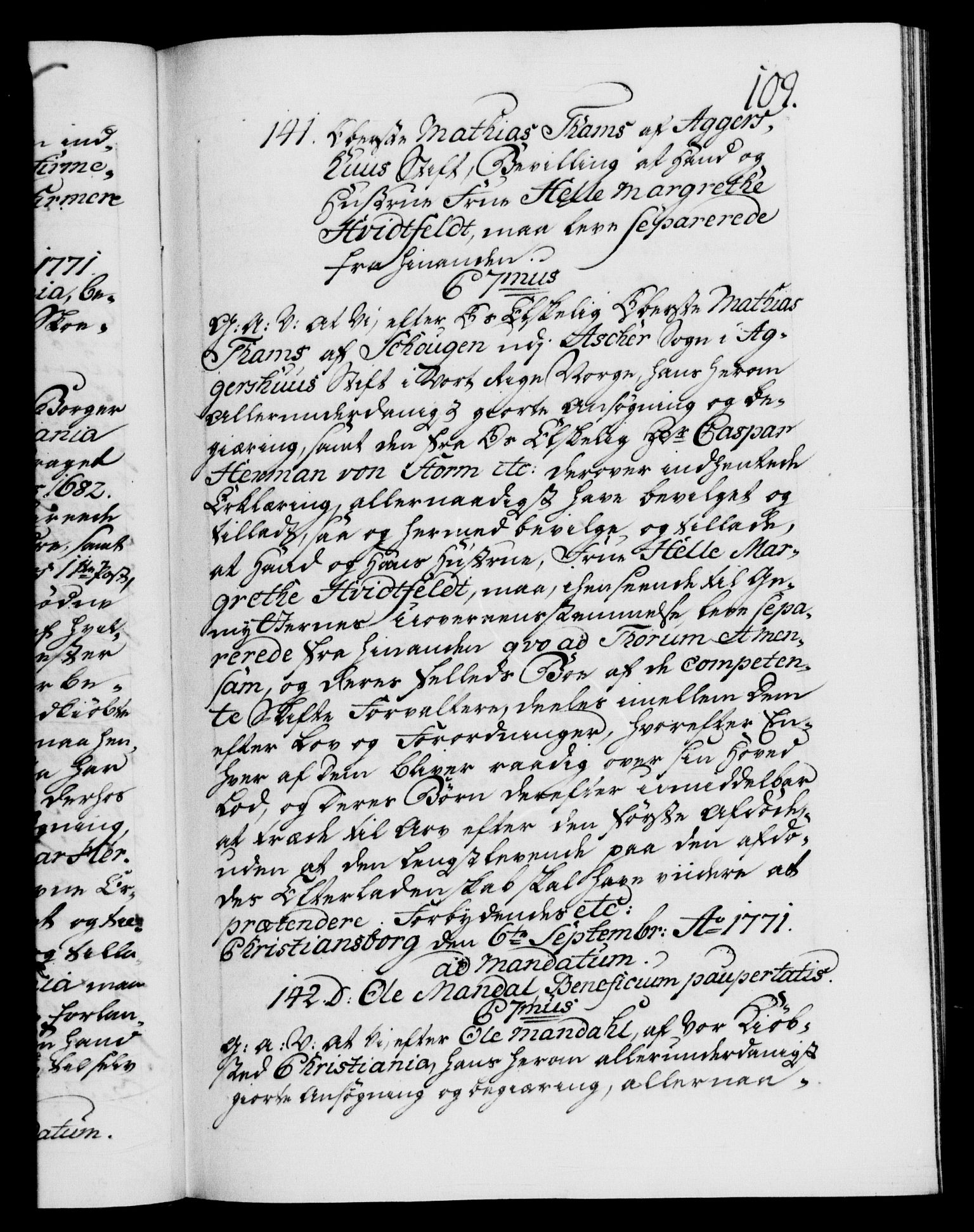 Danske Kanselli 1572-1799, AV/RA-EA-3023/F/Fc/Fca/Fcaa/L0045: Norske registre "Norske eller 3. dept.s åpne brev, 1771-1773, s. 109a