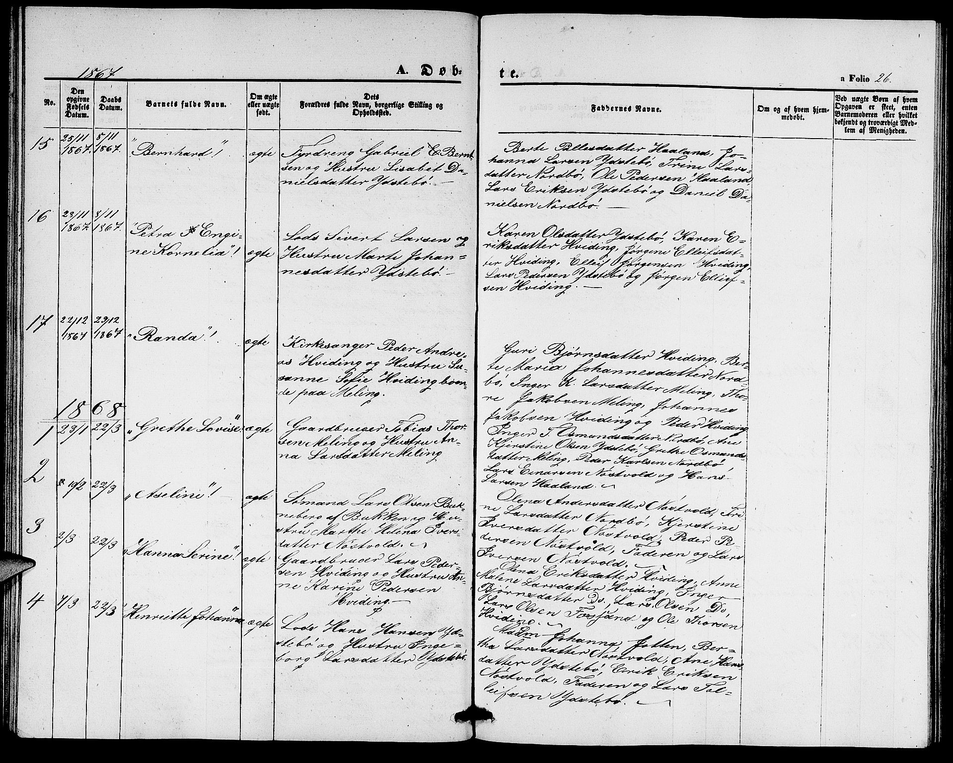 Rennesøy sokneprestkontor, SAST/A -101827/H/Ha/Hab/L0003: Klokkerbok nr. B 3, 1855-1888, s. 26