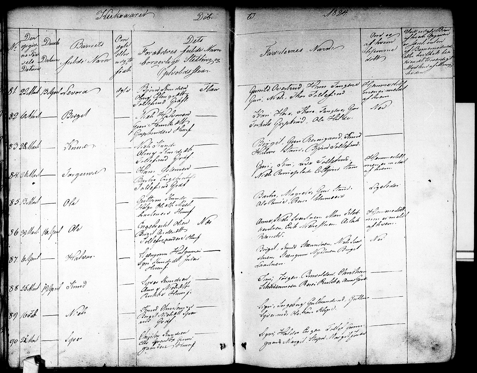 Nes kirkebøker, AV/SAKO-A-236/F/Fa/L0008: Ministerialbok nr. 8, 1824-1834, s. 18-19
