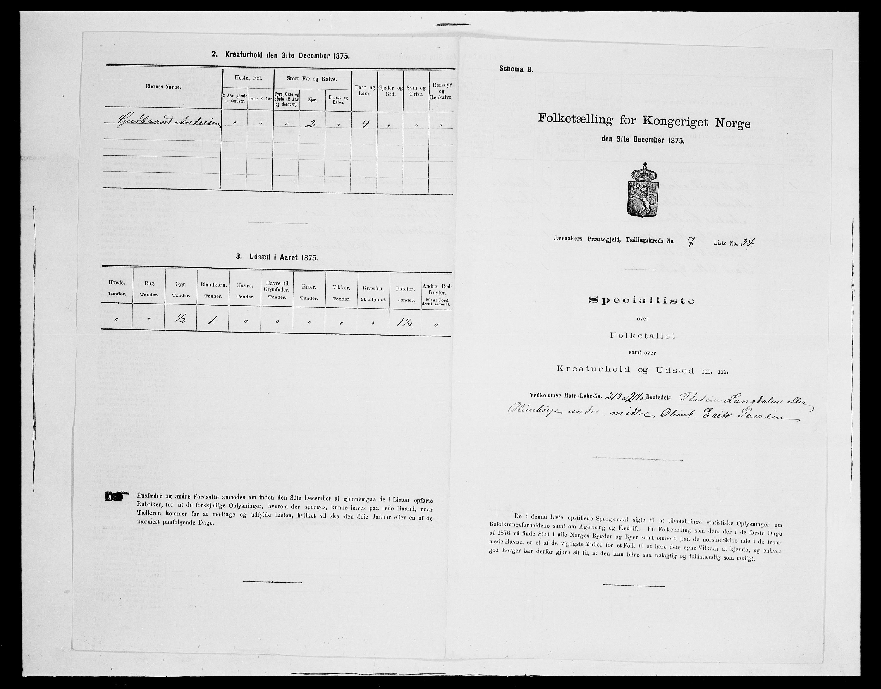 SAH, Folketelling 1875 for 0532P Jevnaker prestegjeld, 1875, s. 1224