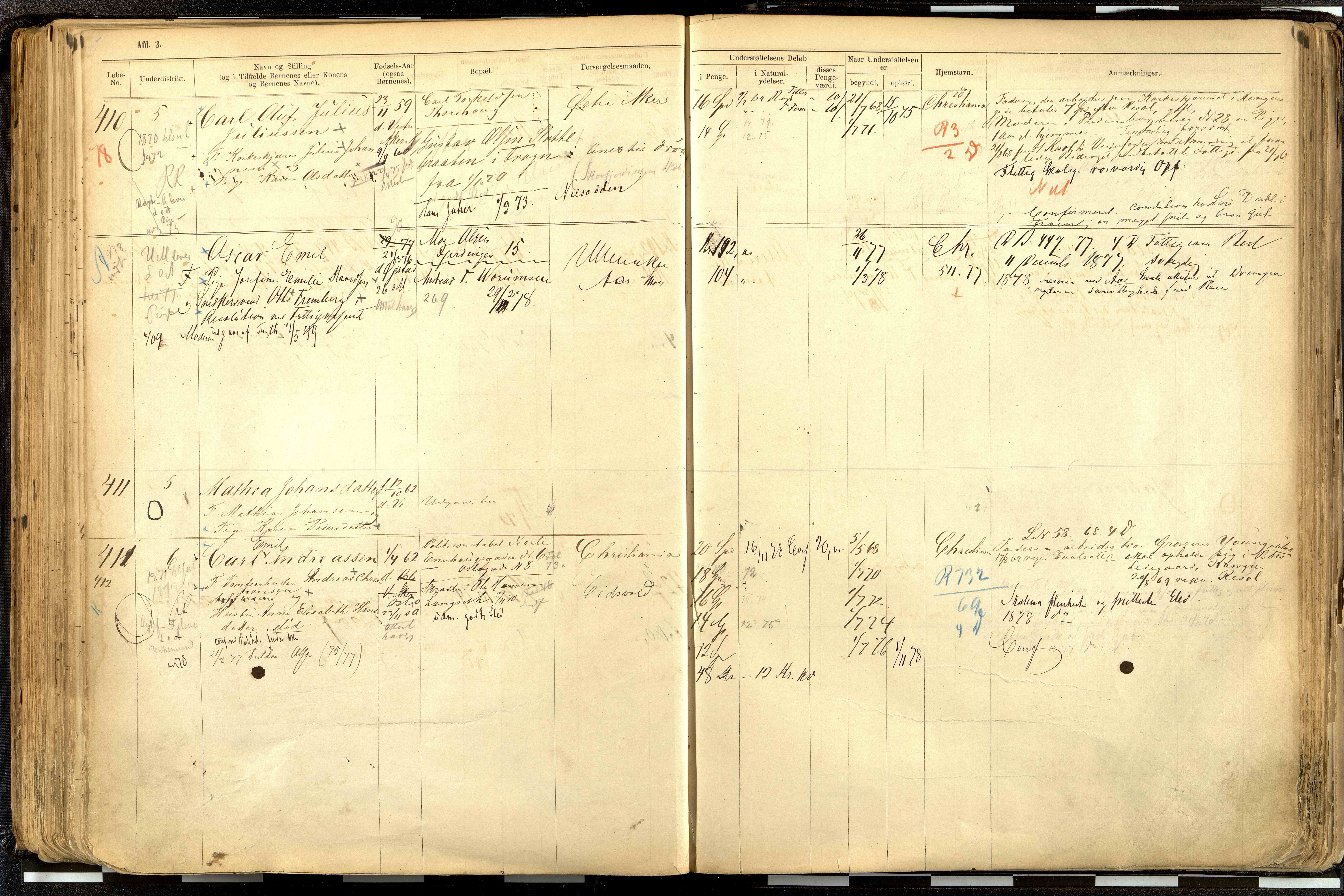 Fattigvesenet, OBA/A-20045/H/Hd/L0001: Manntallsprotokoll. Mnr. 1-644, 1865-1879, s. 208