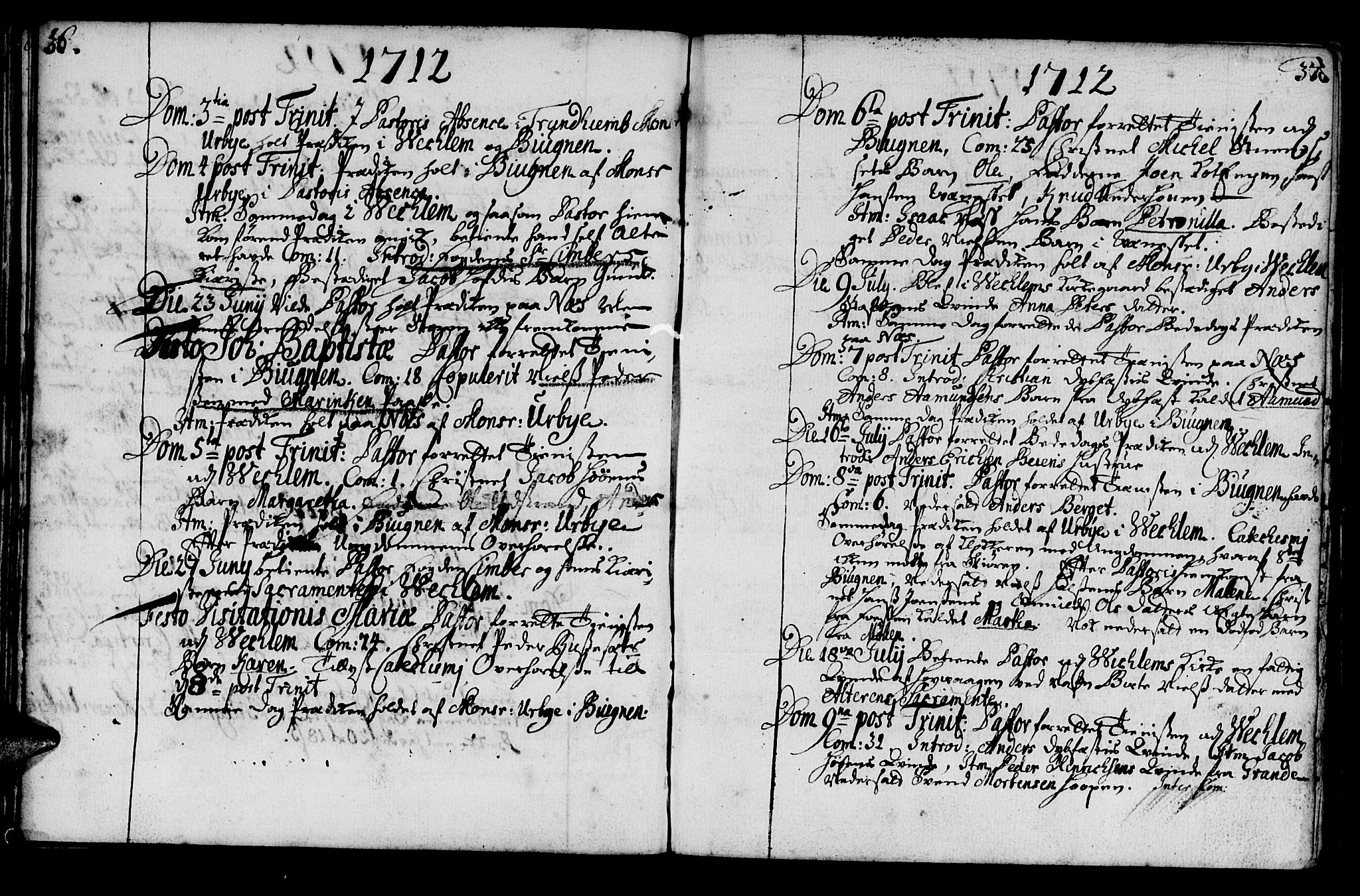 Ministerialprotokoller, klokkerbøker og fødselsregistre - Sør-Trøndelag, AV/SAT-A-1456/659/L0731: Ministerialbok nr. 659A01, 1709-1731, s. 36-37