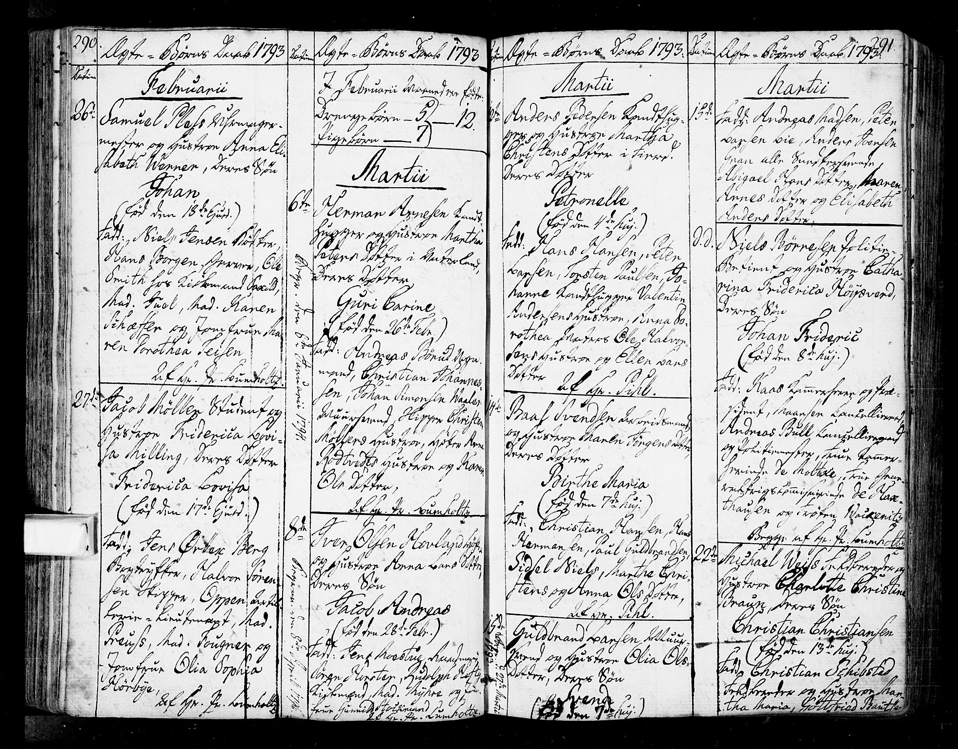 Oslo domkirke Kirkebøker, SAO/A-10752/F/Fa/L0005: Ministerialbok nr. 5, 1787-1806, s. 290-291