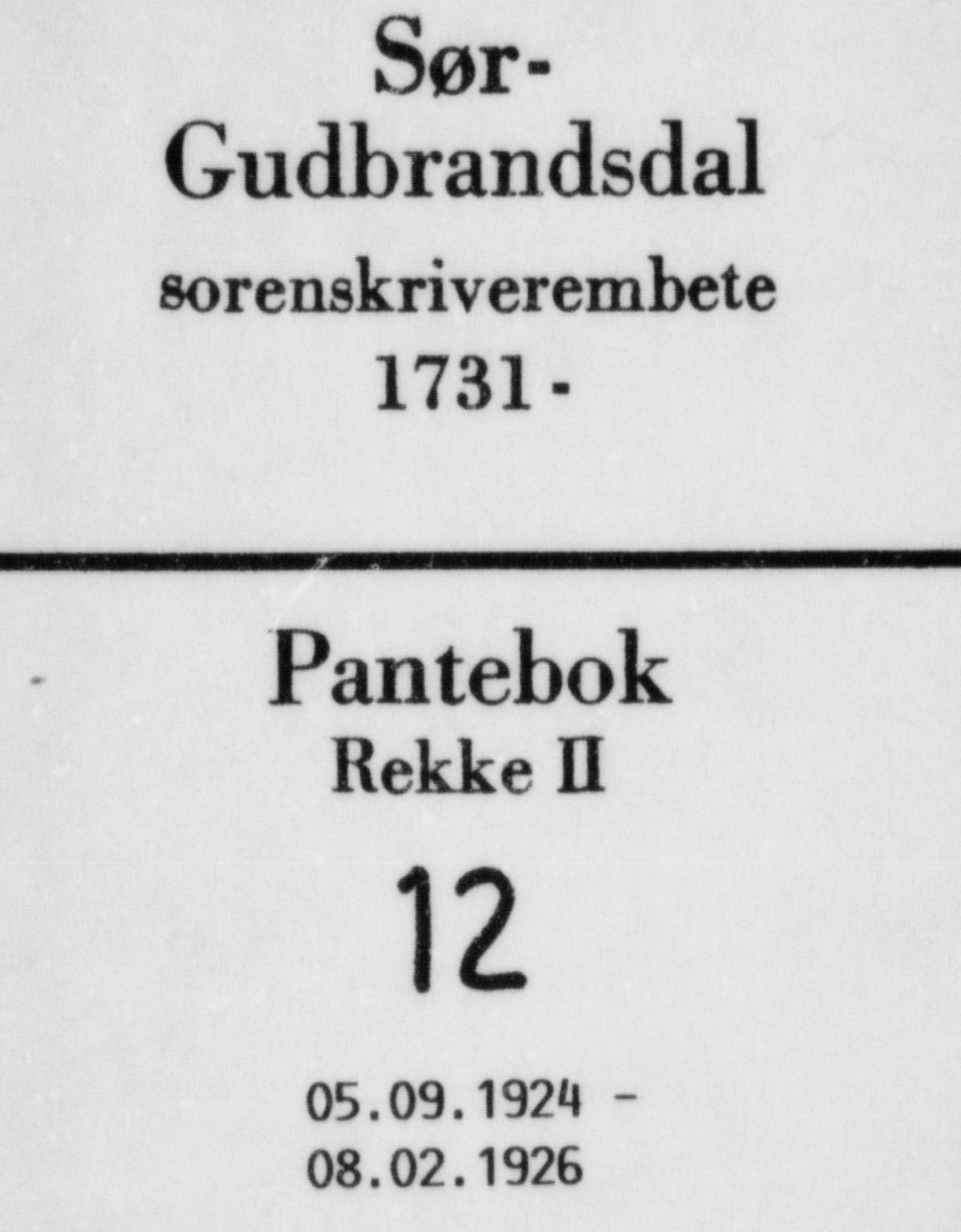 Sør-Gudbrandsdal tingrett, AV/SAH-TING-004/H/Hb/Hbb/L0012: Pantebok nr. II 12, 1924-1926
