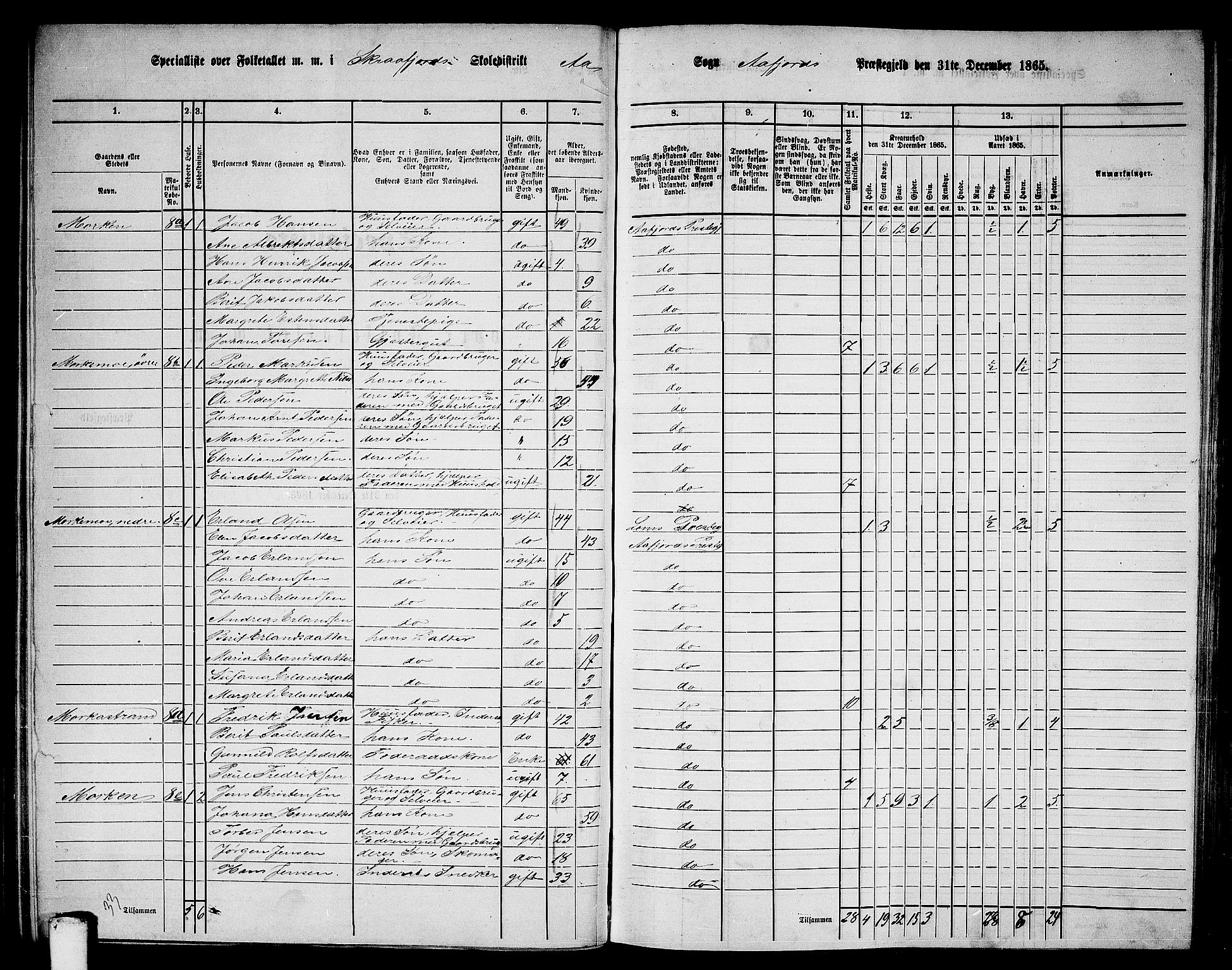 RA, Folketelling 1865 for 1630P Aafjorden prestegjeld, 1865, s. 51