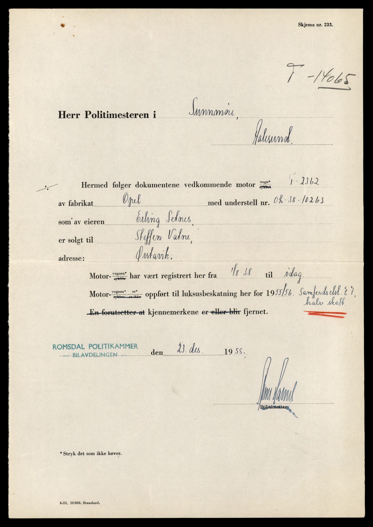 Møre og Romsdal vegkontor - Ålesund trafikkstasjon, AV/SAT-A-4099/F/Fe/L0042: Registreringskort for kjøretøy T 13906 - T 14079, 1927-1998, s. 2840