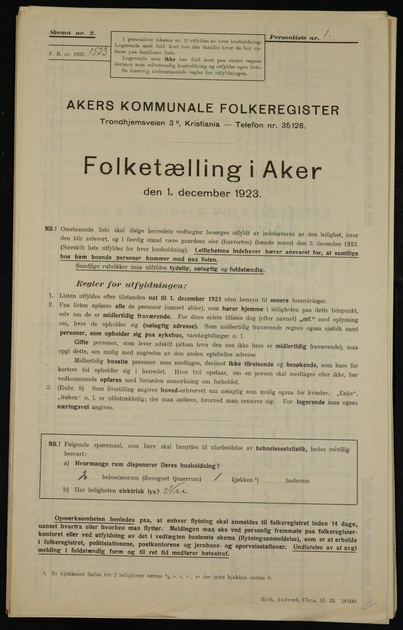 , Kommunal folketelling 1.12.1923 for Aker, 1923, s. 45319