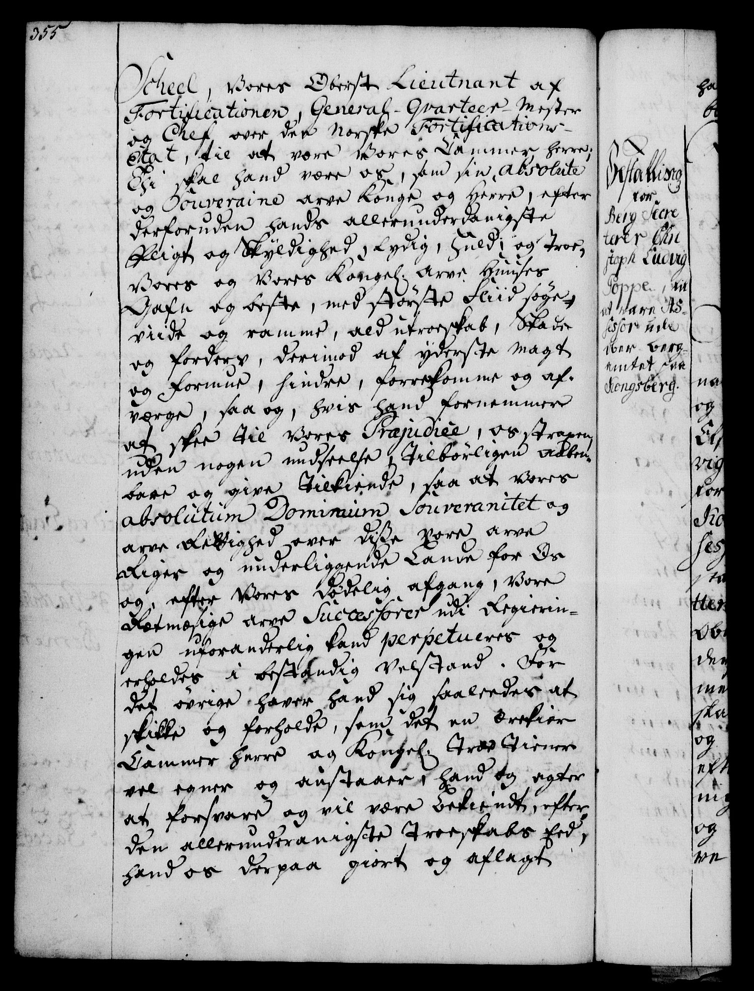 Rentekammeret, Kammerkanselliet, RA/EA-3111/G/Gg/Gge/L0003: Norsk bestallingsprotokoll med register (merket RK 53.27), 1745-1761, s. 355