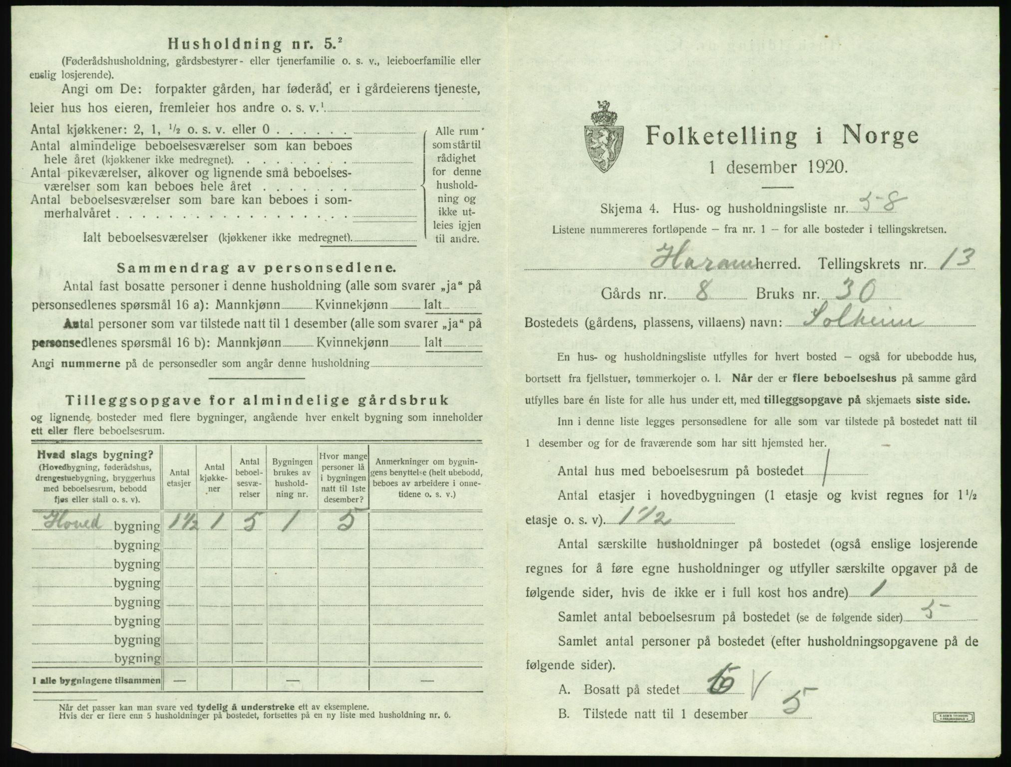 SAT, Folketelling 1920 for 1534 Haram herred, 1920, s. 967