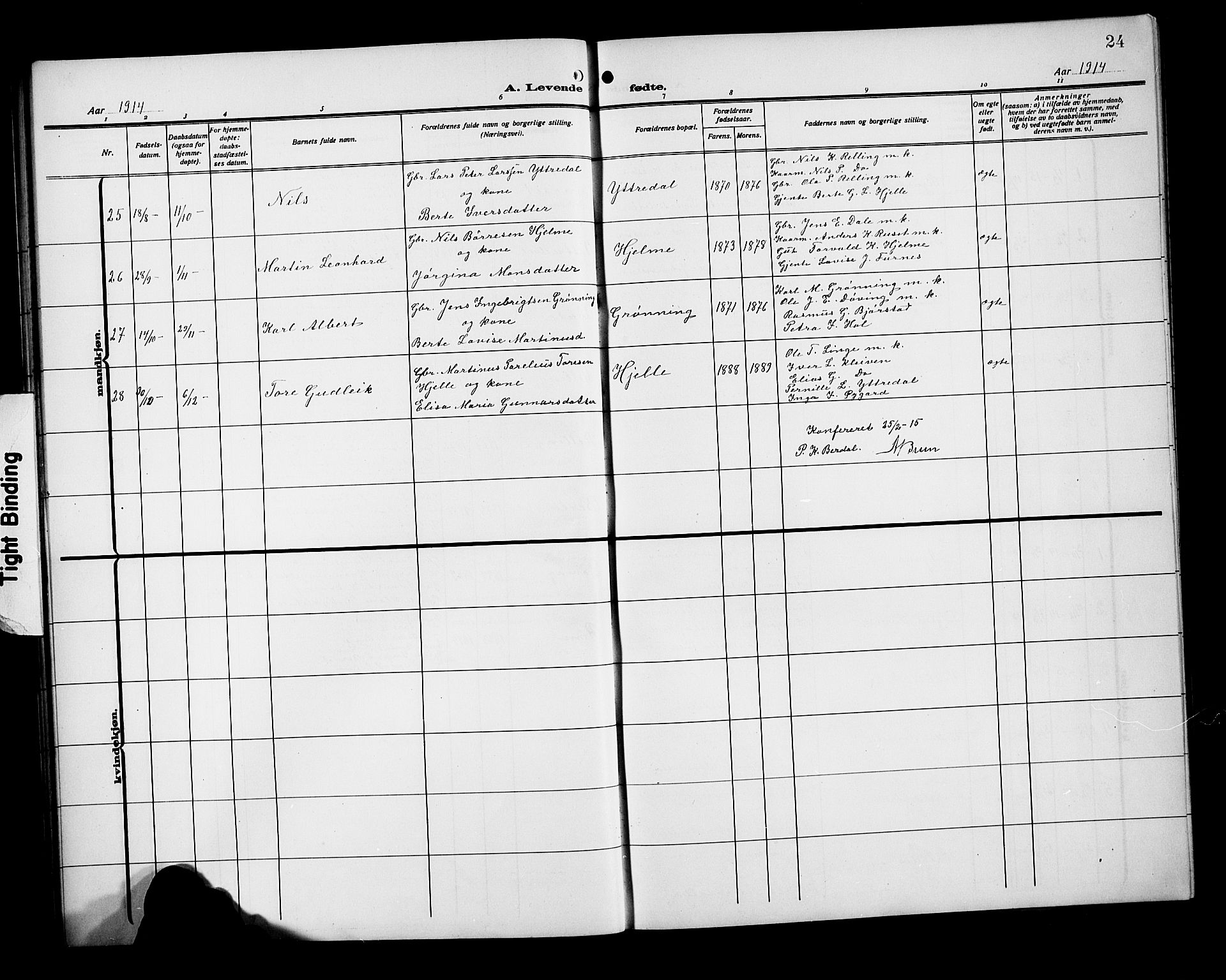 Ministerialprotokoller, klokkerbøker og fødselsregistre - Møre og Romsdal, SAT/A-1454/519/L0265: Klokkerbok nr. 519C06, 1911-1921, s. 24