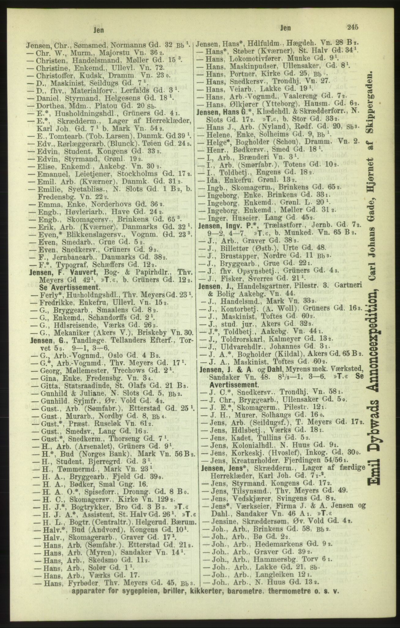 Kristiania/Oslo adressebok, PUBL/-, 1886, s. 245