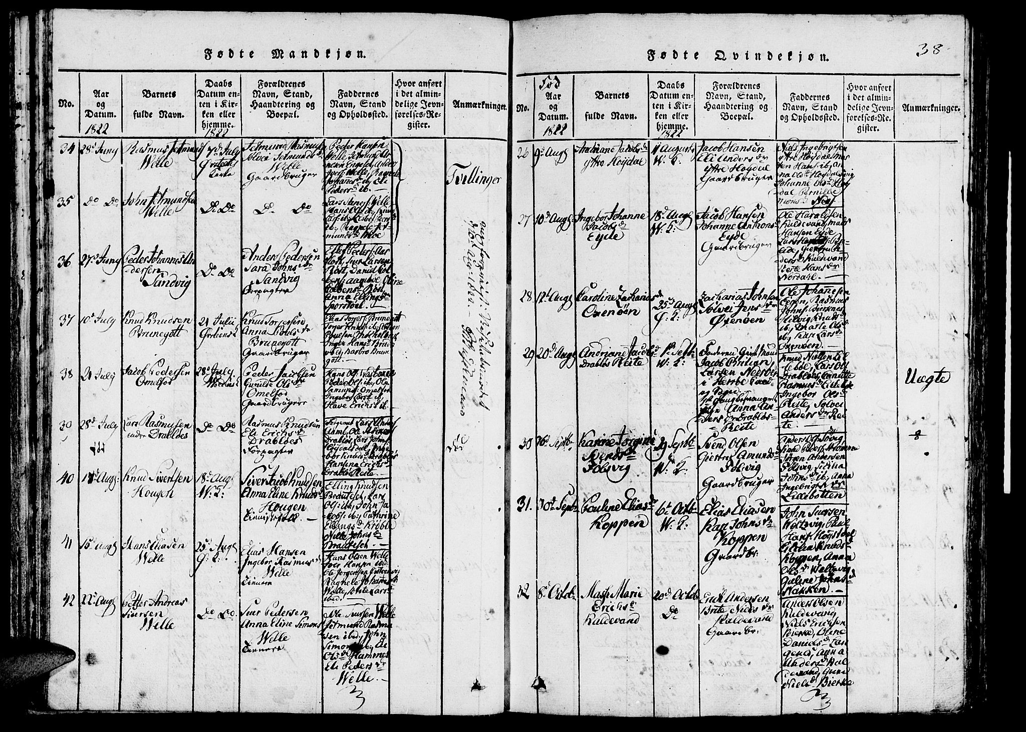 Ministerialprotokoller, klokkerbøker og fødselsregistre - Møre og Romsdal, AV/SAT-A-1454/511/L0138: Ministerialbok nr. 511A05, 1817-1832, s. 38