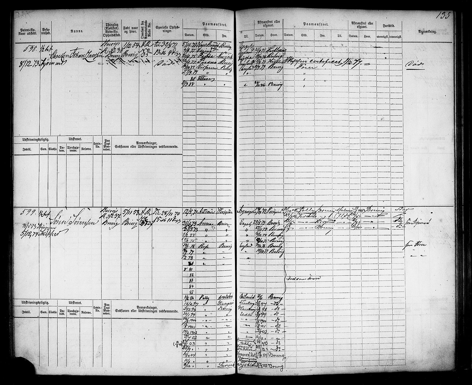 Brevik innrulleringskontor, AV/SAKO-A-833/F/Fb/L0003: Hovedrulle, 1869-1878, s. 138