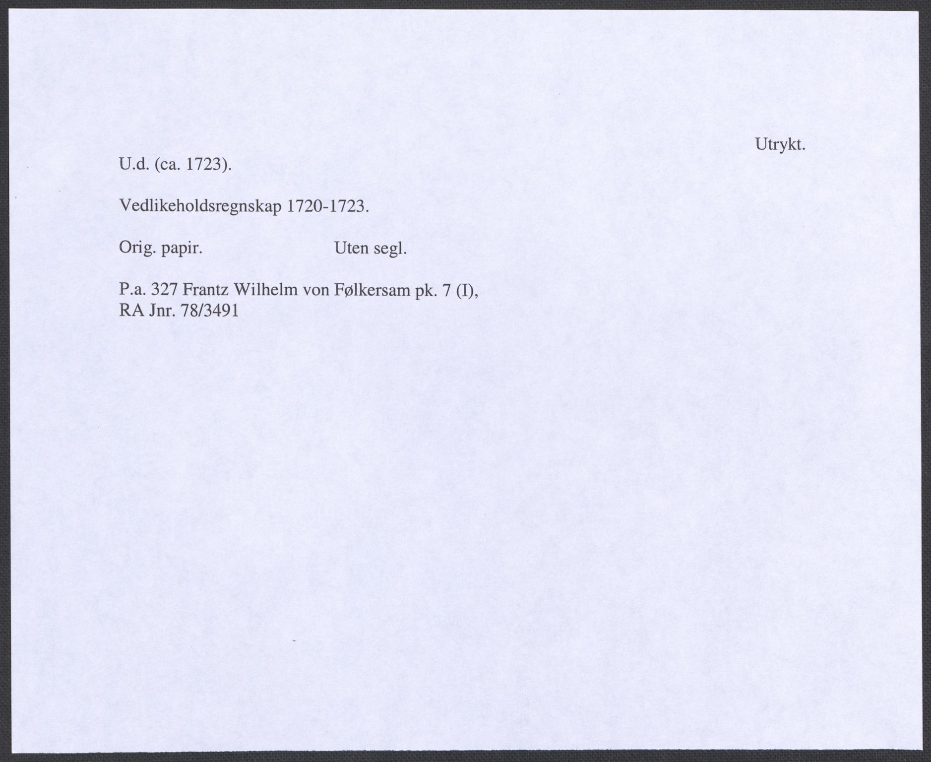 Riksarkivets diplomsamling, AV/RA-EA-5965/F12/L0004: Pk. 7 (I), 1490-1729, s. 231