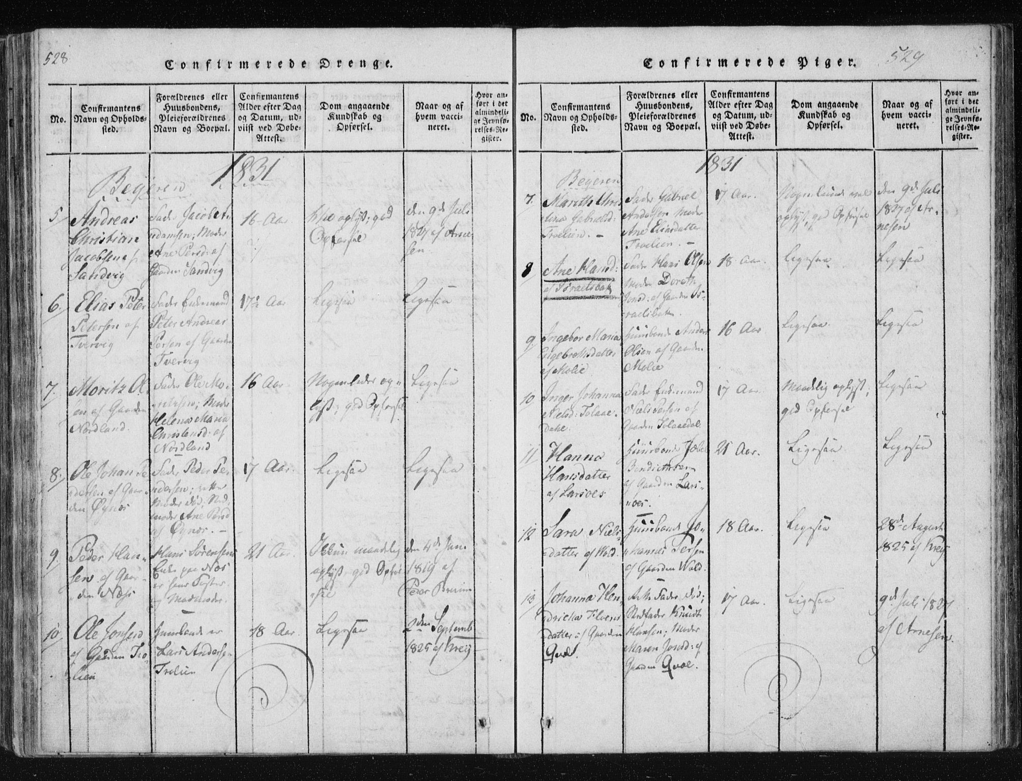 Ministerialprotokoller, klokkerbøker og fødselsregistre - Nordland, AV/SAT-A-1459/805/L0096: Ministerialbok nr. 805A03, 1820-1837, s. 528-529