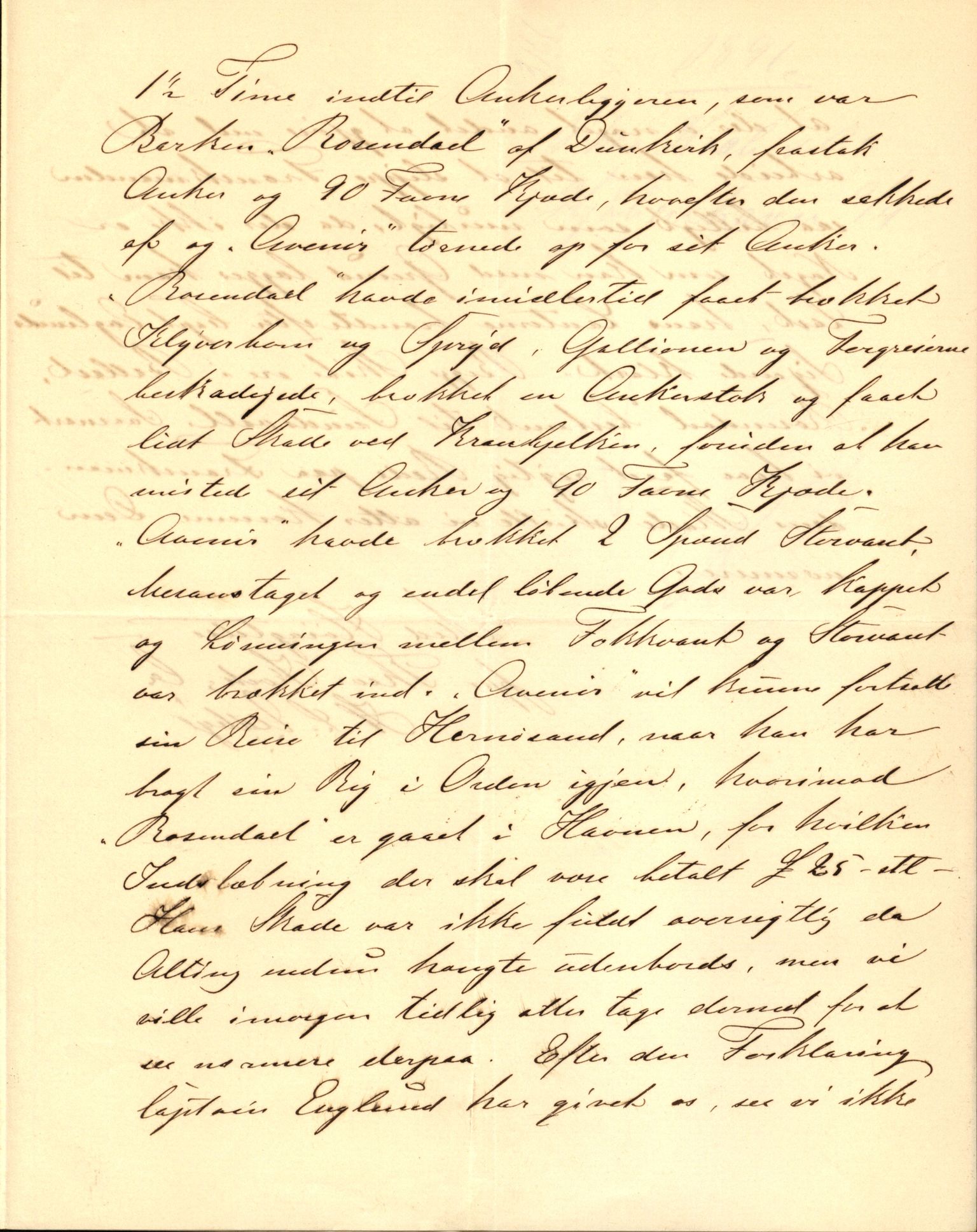 Pa 63 - Østlandske skibsassuranceforening, VEMU/A-1079/G/Ga/L0027/0004: Havaridokumenter / Avenir, Bertha, Augusta, Arctic, Black Hawk, 1891, s. 11