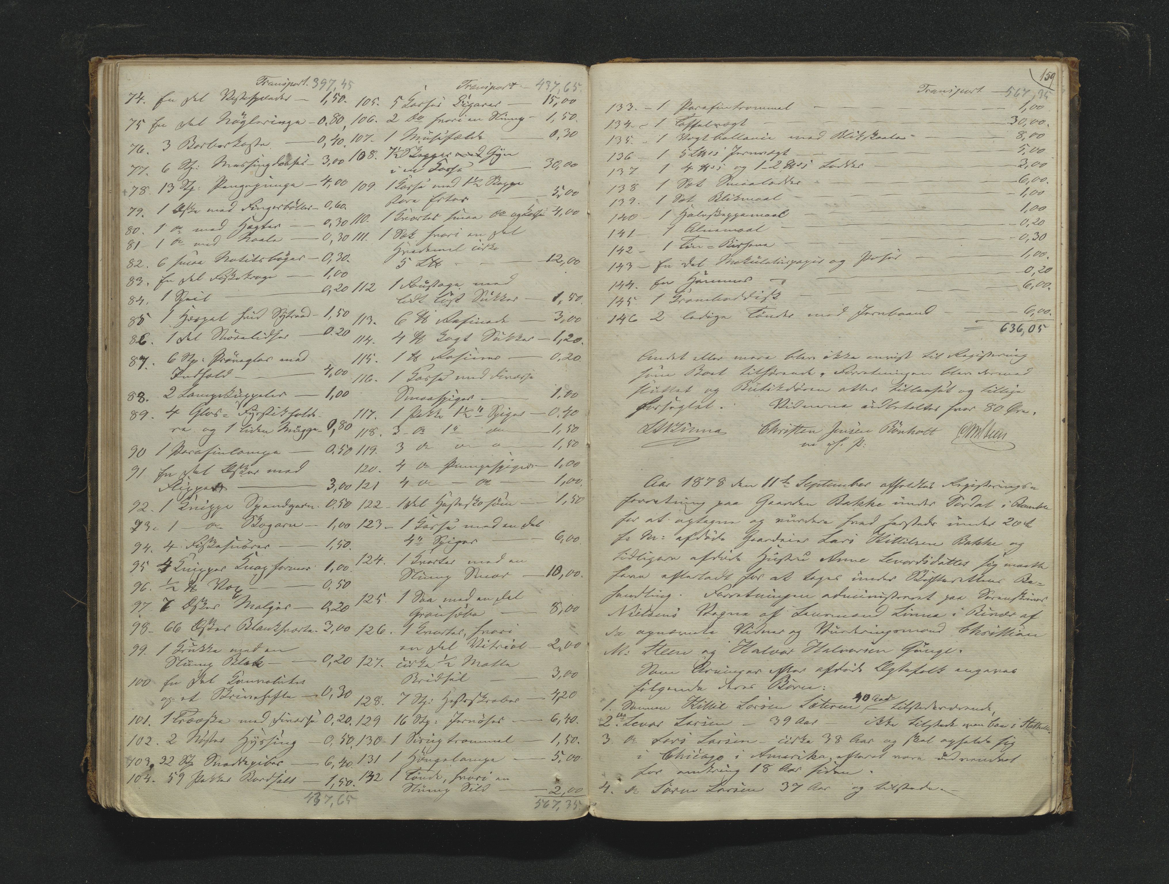 Bamble sorenskriveri, AV/SAKO-A-214/H/Hb/Hbb/Hbbb/L0002/0003: Skifteregisteringsprotokoll  / Skifteregisteringsprotokoll 5, 1862-1882, s. 158-159