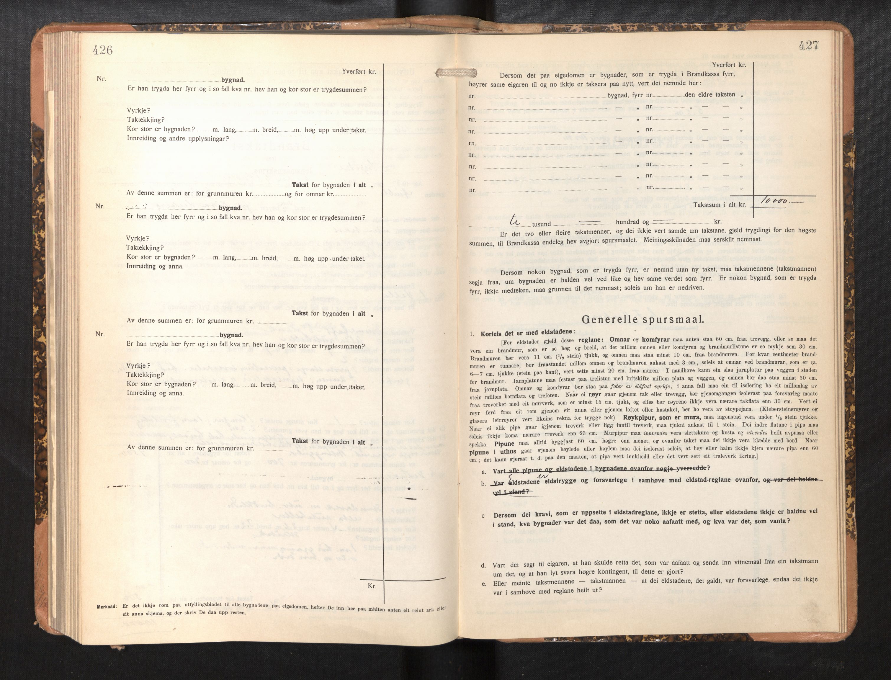 Lensmannen i Sogndal, SAB/A-29901/0012/L0013: Branntakstprotokoll, skjematakst, 1931-1938, s. 426-427