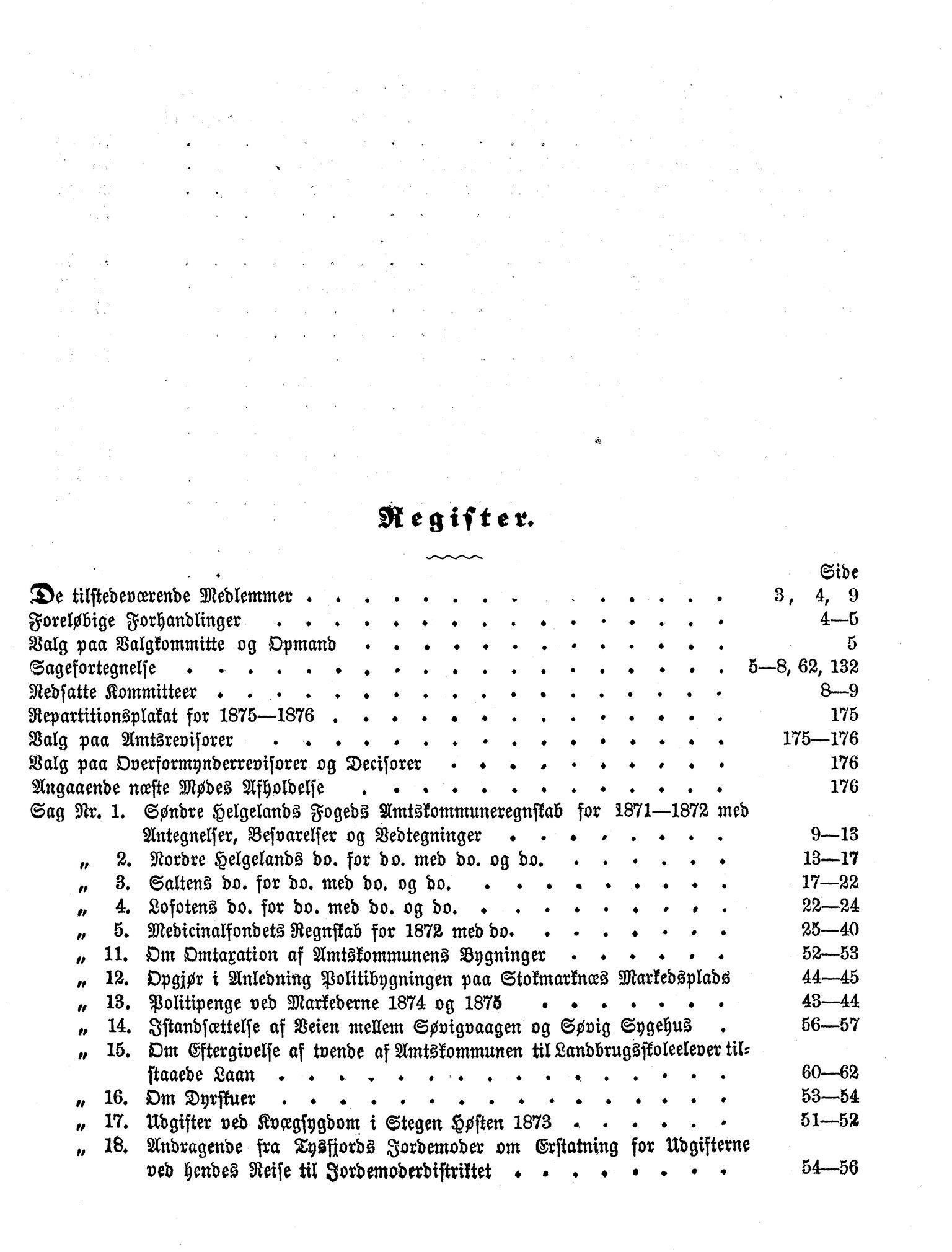 Nordland Fylkeskommune. Fylkestinget, AIN/NFK-17/176/A/Ac/L0007: Fylkestingsforhandlinger 1871-1875, 1871-1875