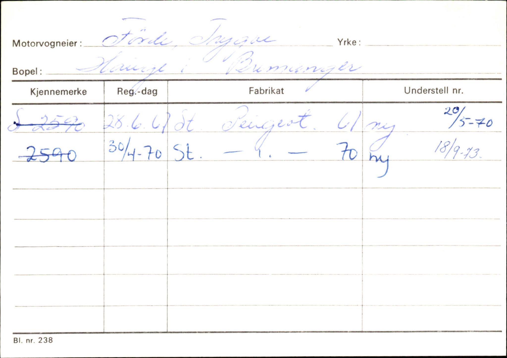 Statens vegvesen, Sogn og Fjordane vegkontor, SAB/A-5301/4/F/L0133: Eigarregister Bremanger A-Å. Gaular A-H, 1945-1975, s. 527