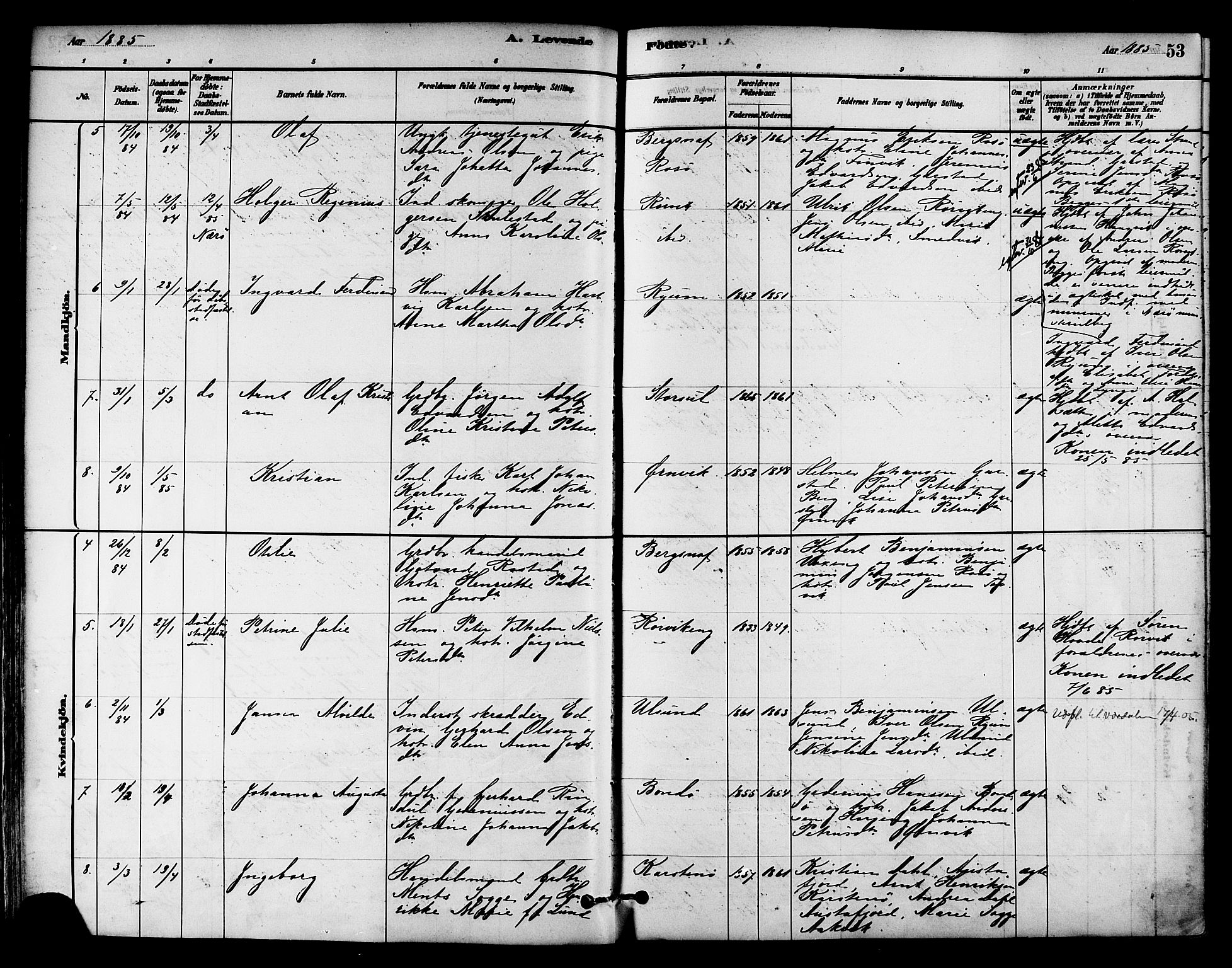 Ministerialprotokoller, klokkerbøker og fødselsregistre - Nord-Trøndelag, AV/SAT-A-1458/786/L0686: Ministerialbok nr. 786A02, 1880-1887, s. 53