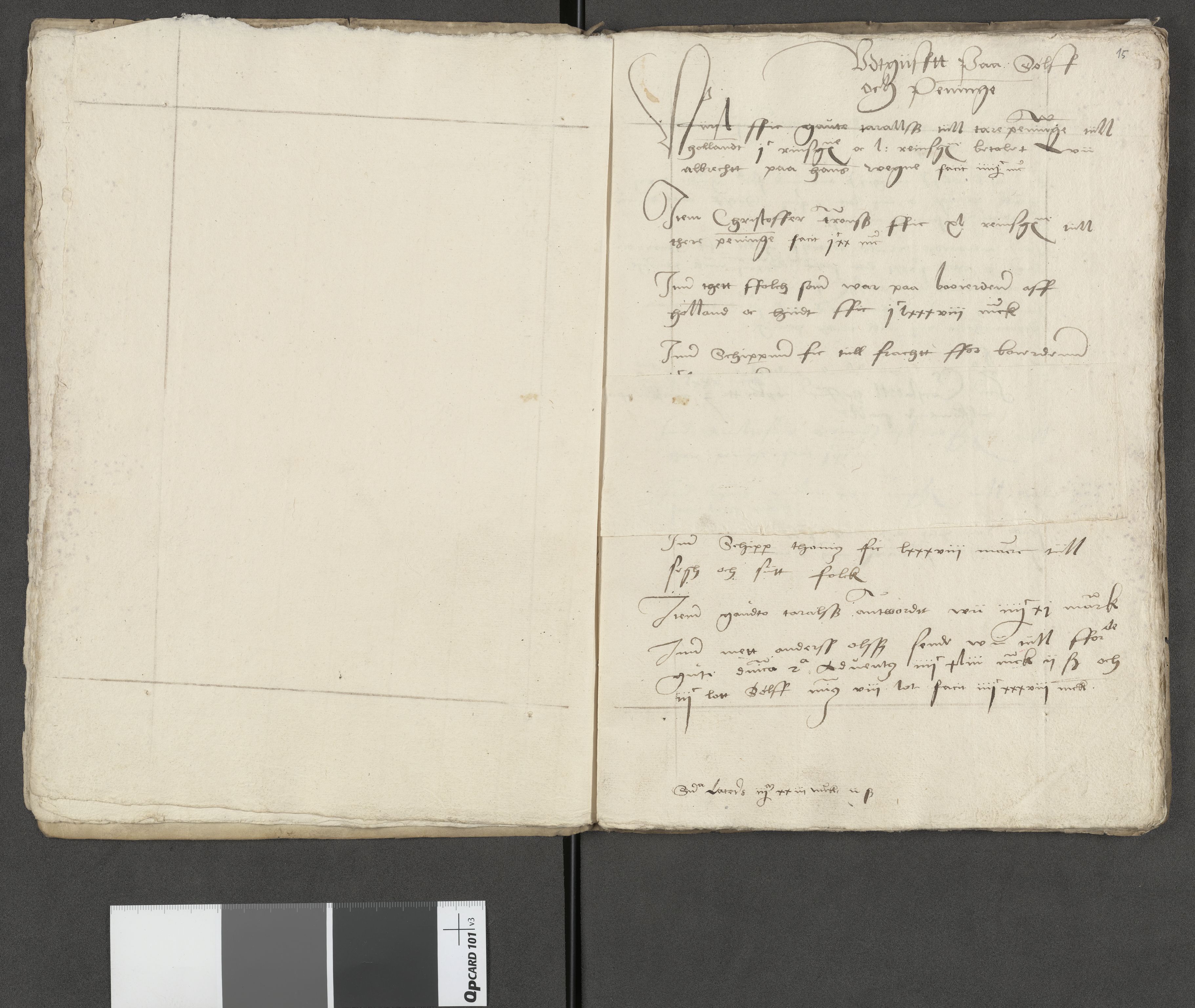 Riksarkivets diplomsamling, AV/RA-EA-5965/F13/F13c/L0008/0001: Olav Engelbrektssons regnskaper / 4300, No 165: Landehjelp 1536-1537, 1536-1537