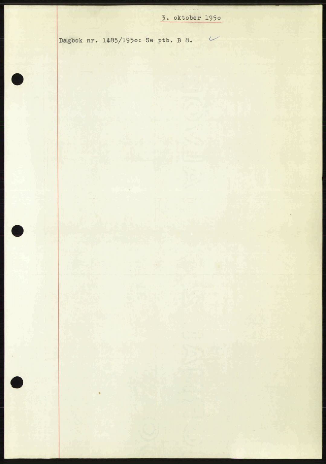 Nedenes sorenskriveri, SAK/1221-0006/G/Gb/Gba/L0063: Pantebok nr. A15, 1950-1950, Dagboknr: 1485/1950