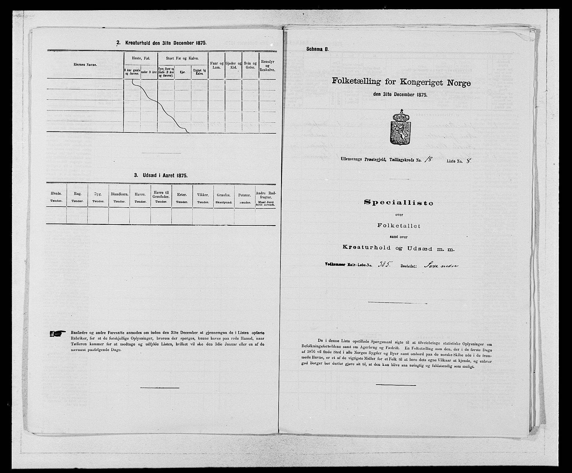 SAB, Folketelling 1875 for 1230P Ullensvang prestegjeld, 1875, s. 1873