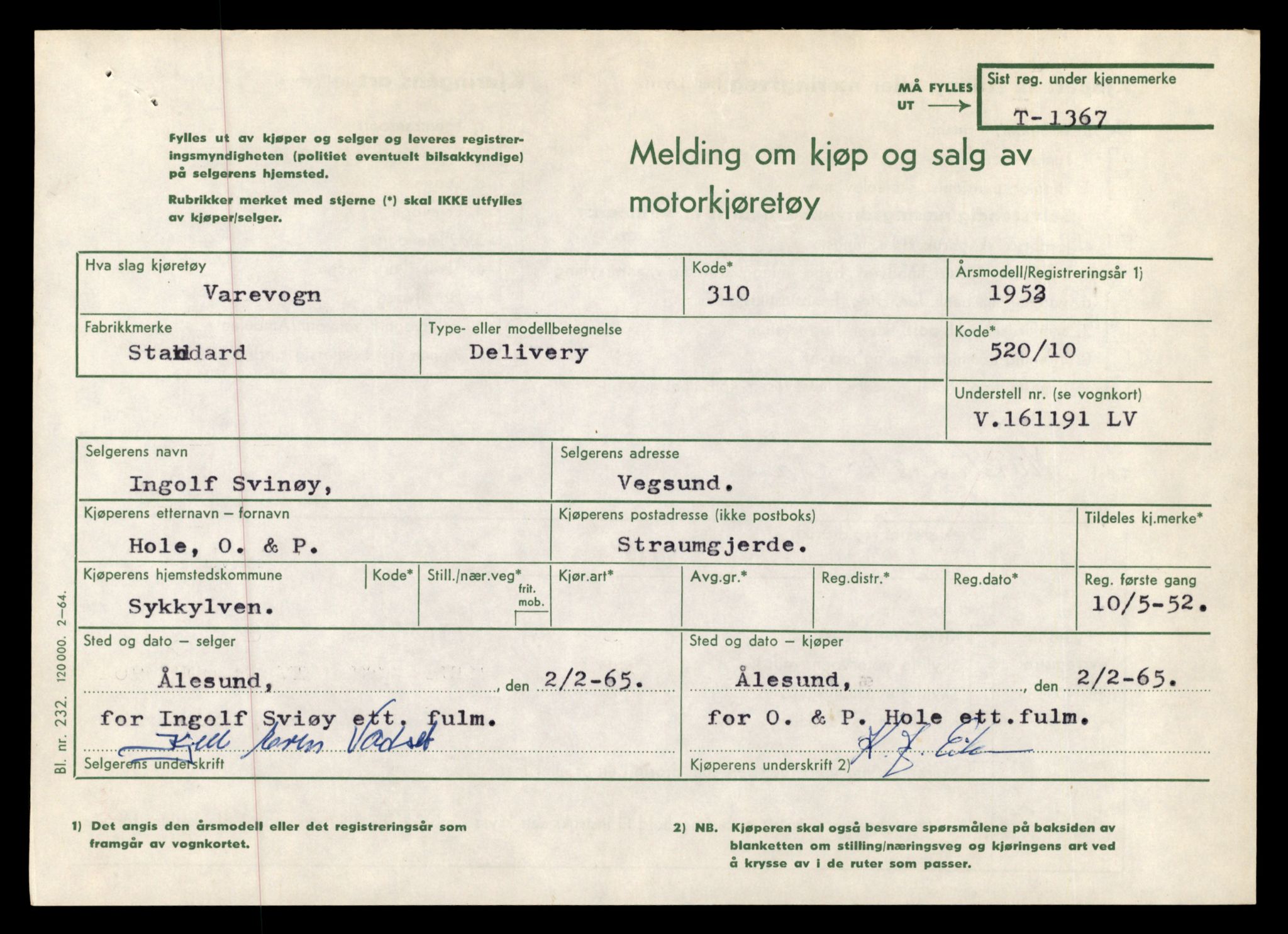 Møre og Romsdal vegkontor - Ålesund trafikkstasjon, SAT/A-4099/F/Fe/L0012: Registreringskort for kjøretøy T 1290 - T 1450, 1927-1998, s. 1700