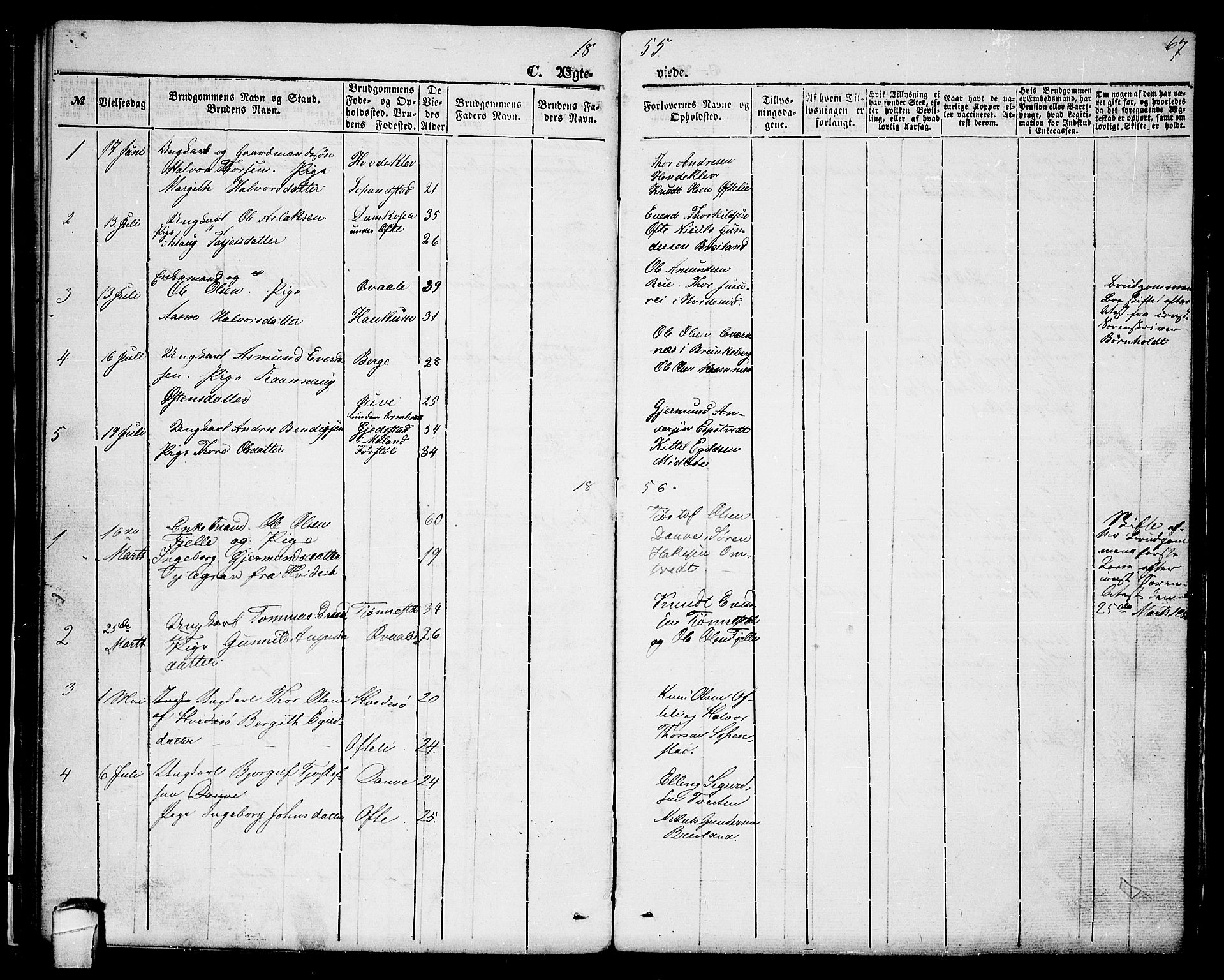 Lårdal kirkebøker, AV/SAKO-A-284/G/Gc/L0002: Klokkerbok nr. III 2, 1852-1877, s. 67