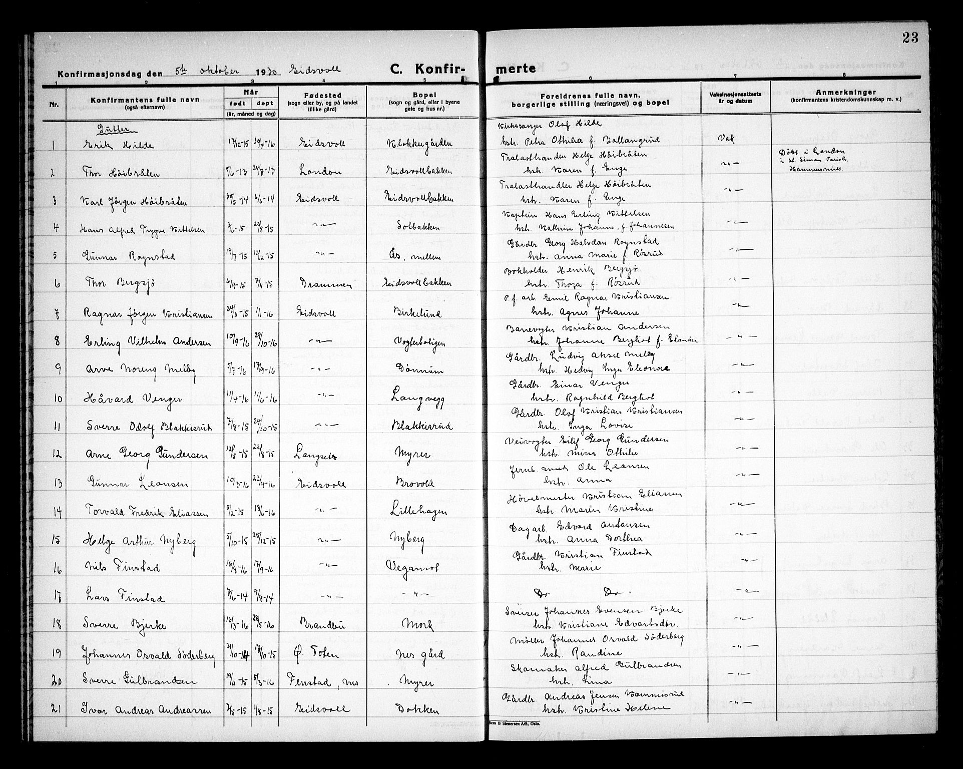 Eidsvoll prestekontor Kirkebøker, AV/SAO-A-10888/G/Ga/L0011: Klokkerbok nr. I 11, 1926-1936, s. 23