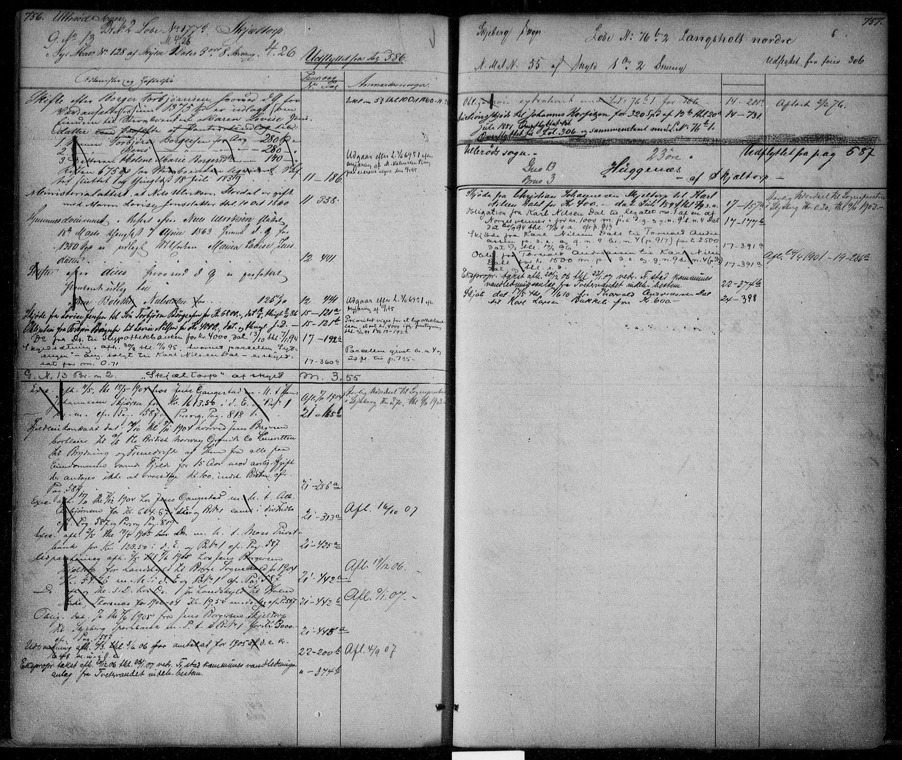 Idd og Marker sorenskriveri, AV/SAO-A-10283/G/Ga/Gac/L0002: Panteregister nr. II 2, 1848-1911, s. 756-757