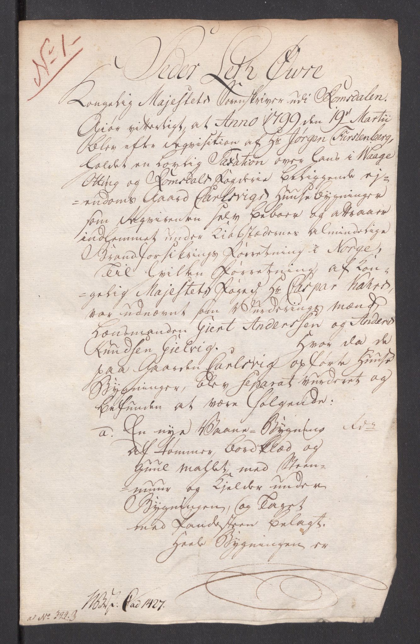 Kommersekollegiet, Brannforsikringskontoret 1767-1814, AV/RA-EA-5458/F/Fb/L0076/0002: Romsdal amt / Forandringer, 1799-1813