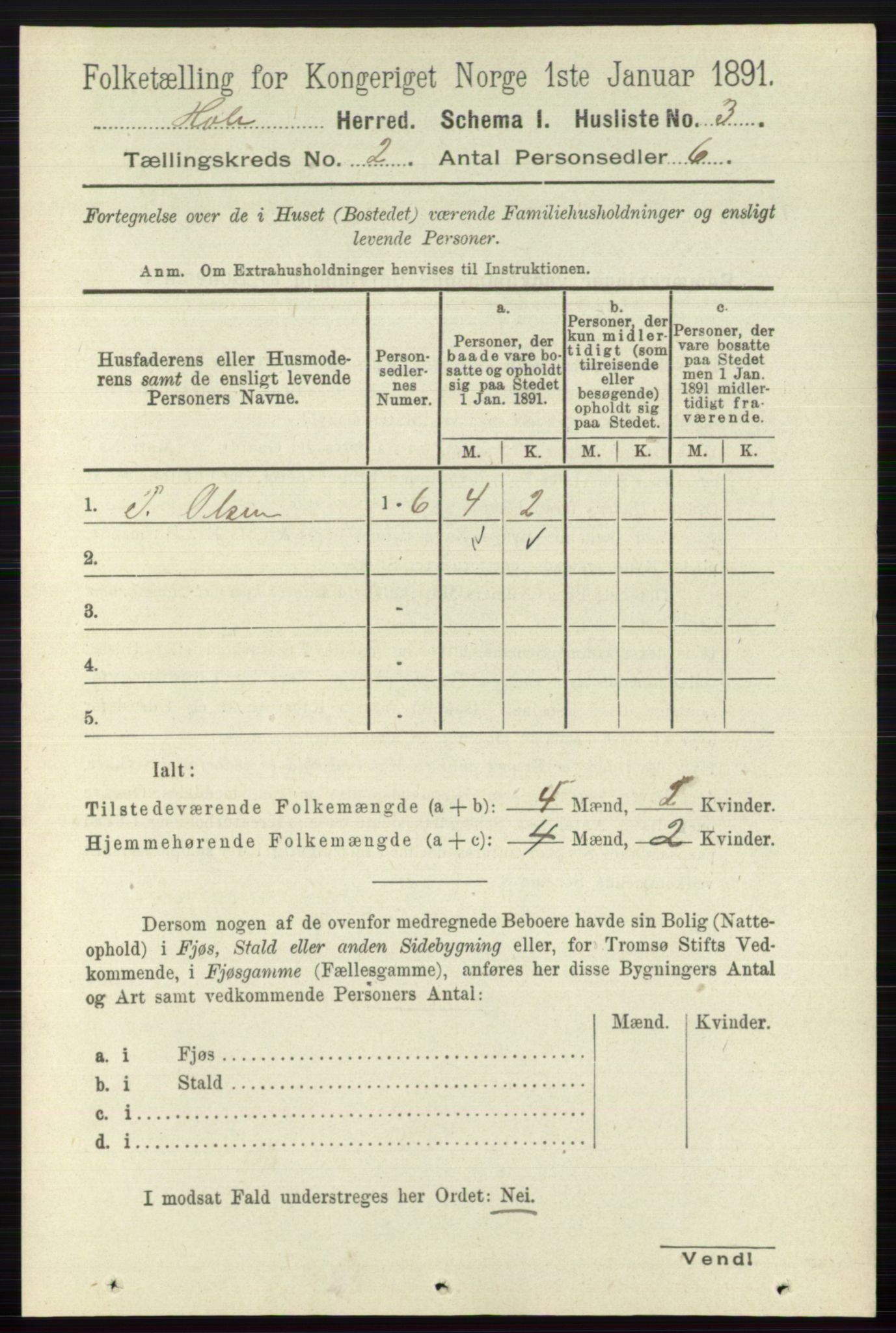 RA, Folketelling 1891 for 0612 Hole herred, 1891, s. 655