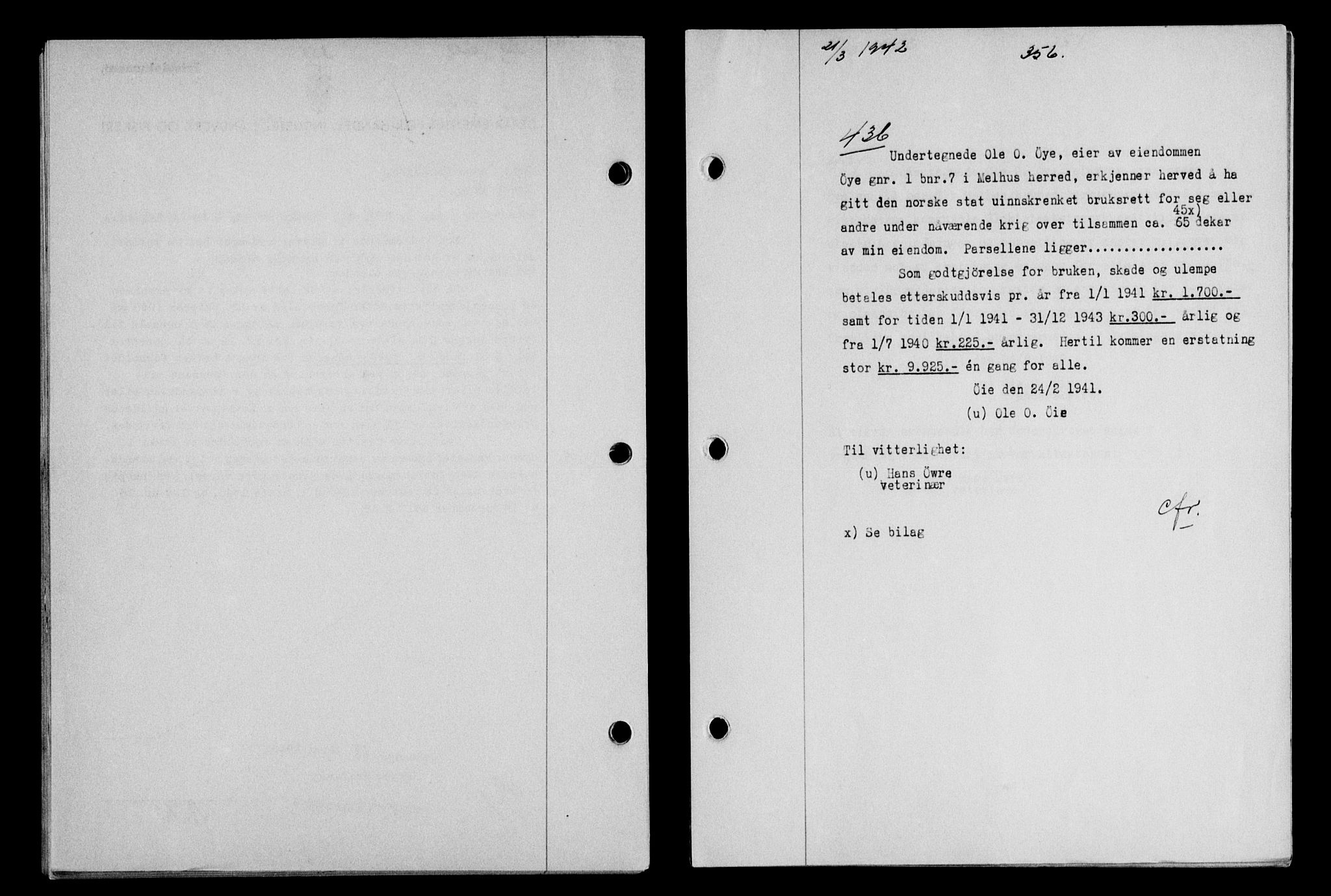 Gauldal sorenskriveri, SAT/A-0014/1/2/2C/L0054: Pantebok nr. 59, 1941-1942, Dagboknr: 436/1942