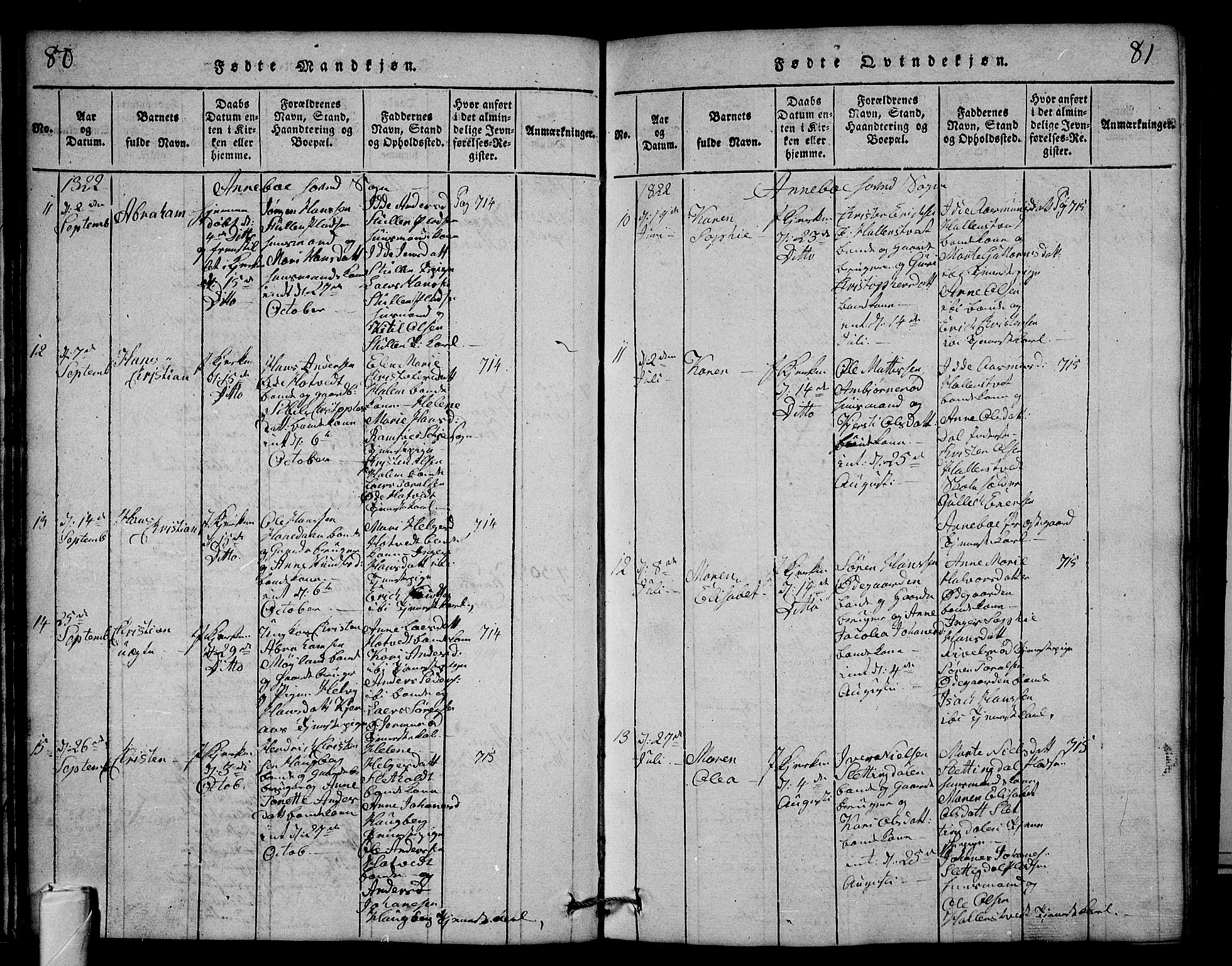 Andebu kirkebøker, AV/SAKO-A-336/G/Ga/L0001: Klokkerbok nr. I 1 /1, 1815-1823, s. 80-81