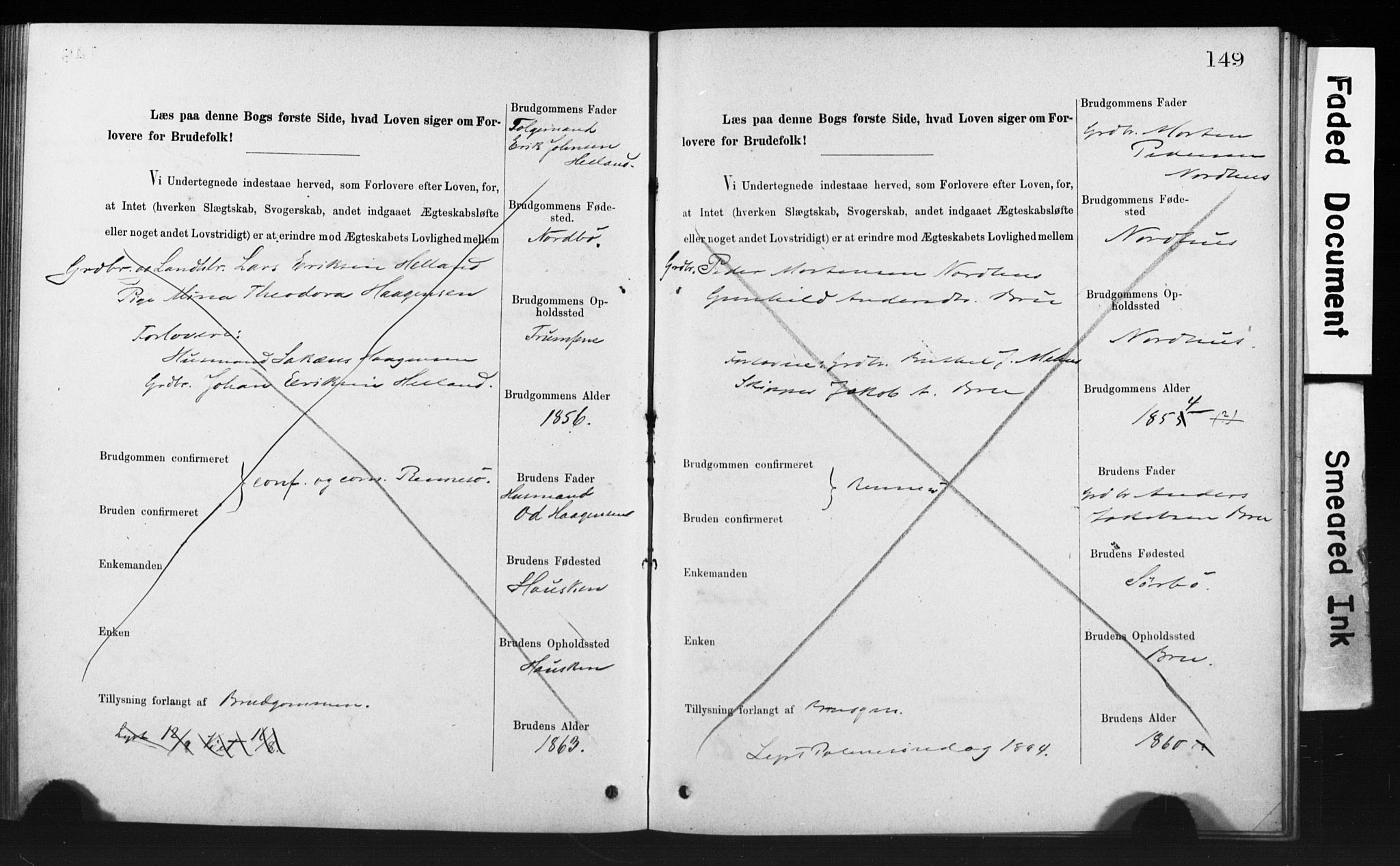 Rennesøy sokneprestkontor, AV/SAST-A -101827/I/Ie/L0001: Lysningsprotokoll nr. 1, 1873-1898, s. 149