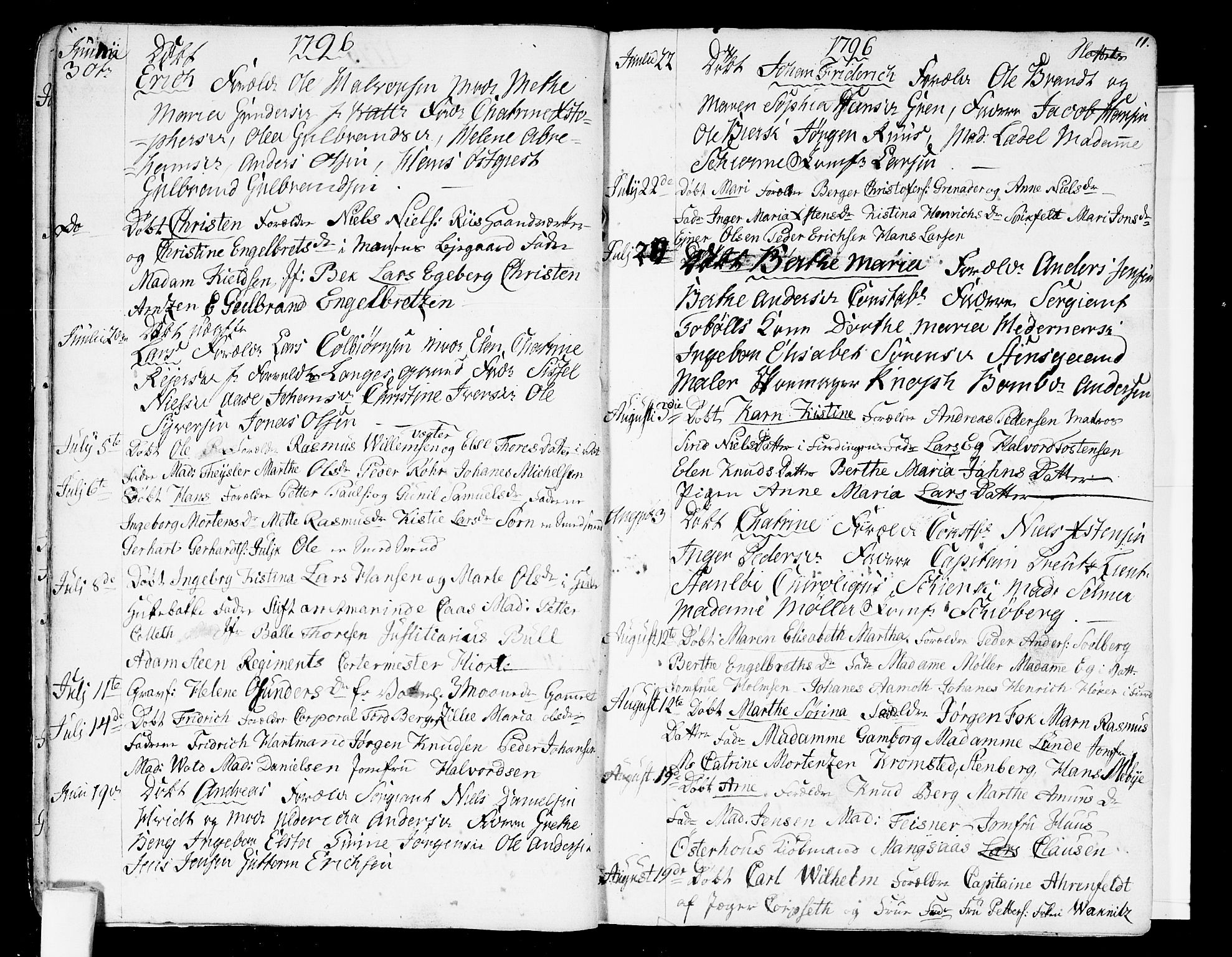 Garnisonsmenigheten Kirkebøker, SAO/A-10846/G/Ga/L0001: Klokkerbok nr. 1, 1796-1814, s. 10-11