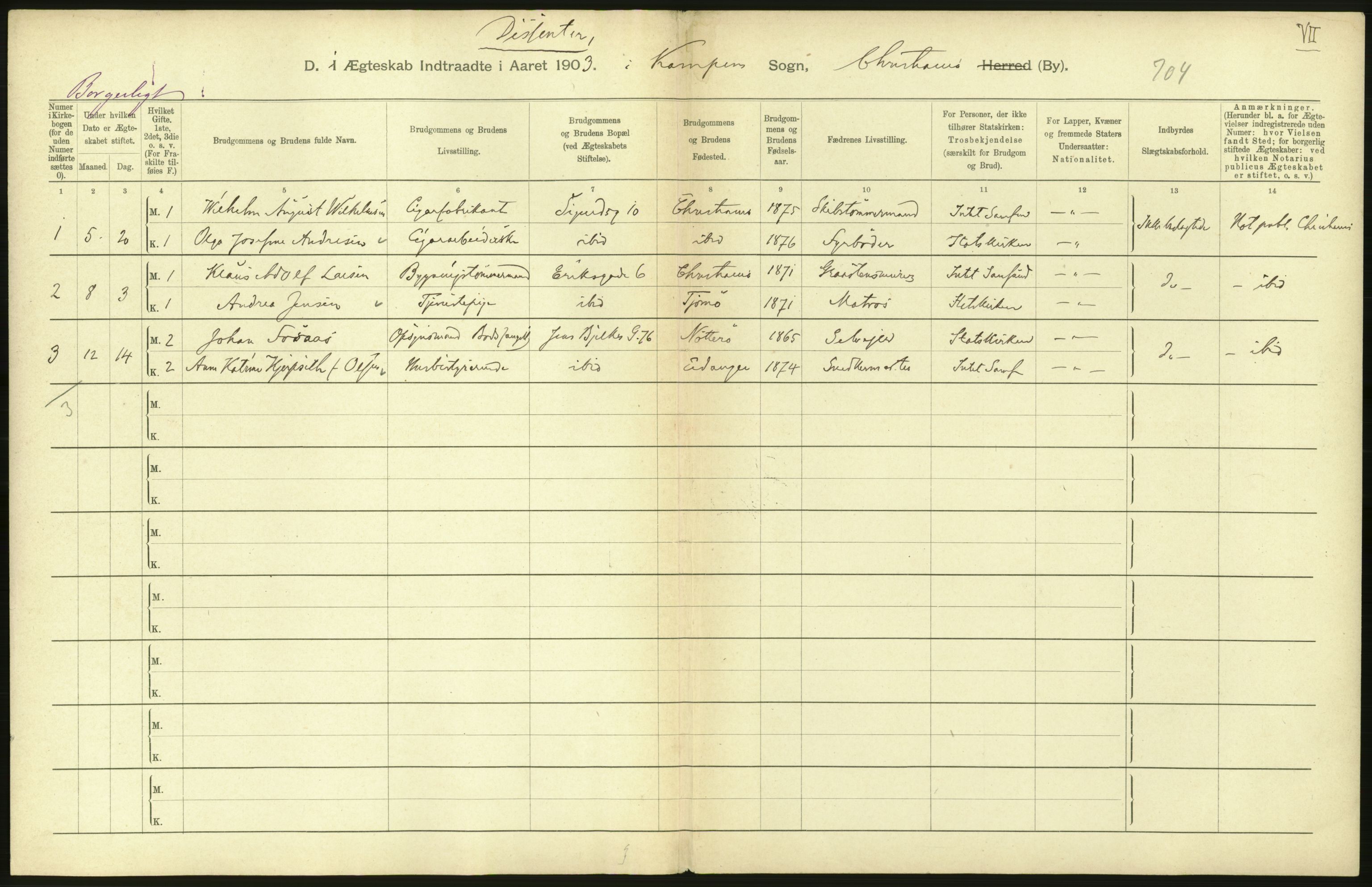 Statistisk sentralbyrå, Sosiodemografiske emner, Befolkning, AV/RA-S-2228/D/Df/Dfa/Dfaa/L0004: Kristiania: Gifte, døde, 1903, s. 462