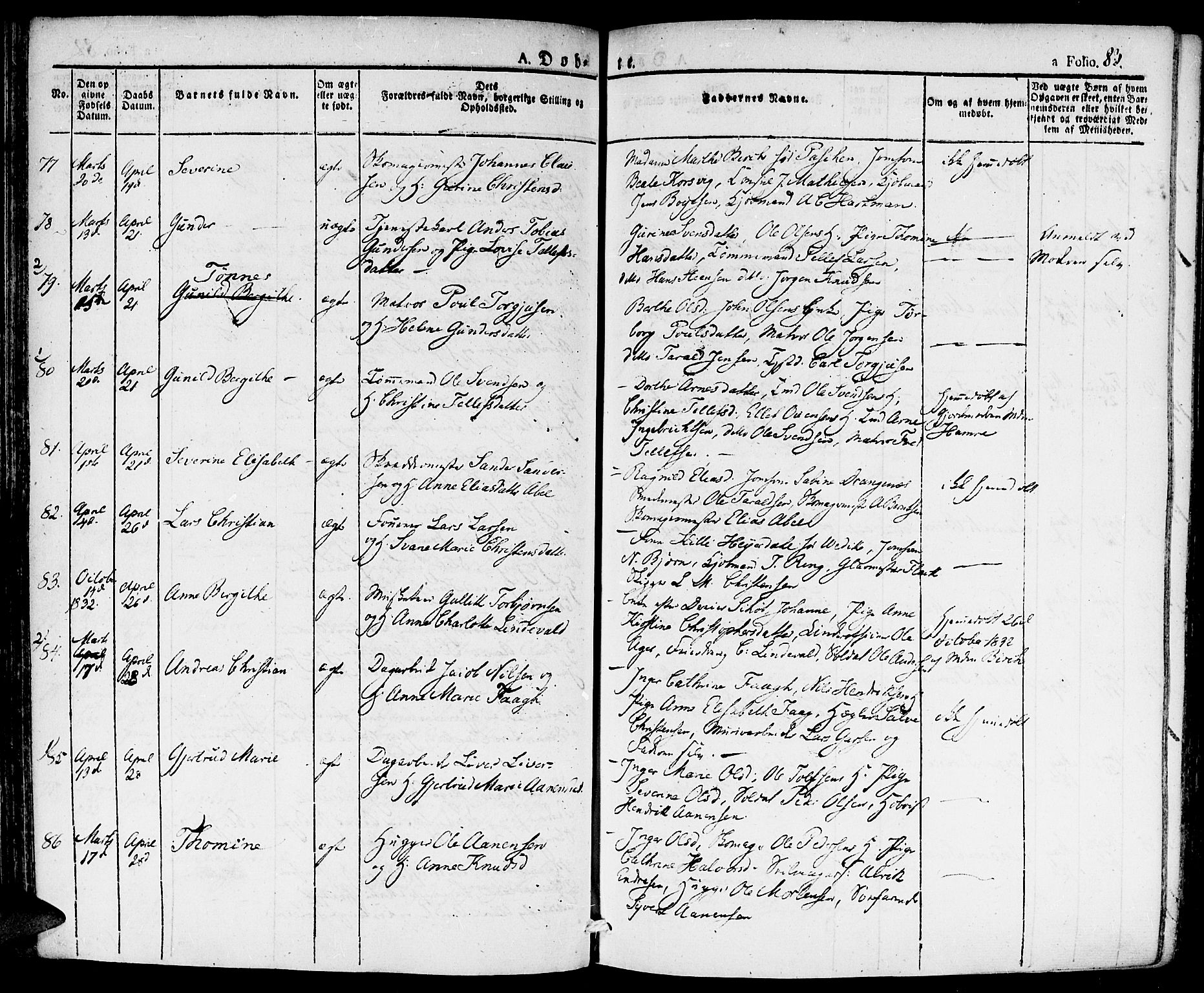 Kristiansand domprosti, AV/SAK-1112-0006/F/Fa/L0011: Ministerialbok nr. A 11, 1827-1841, s. 83